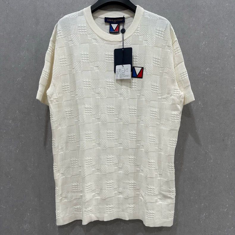 Louis Vuitton Louis Vuitton White Checkerboard Logo Short Sleeve Size US L / EU 52-54 / 3 - 1 Thumbnail