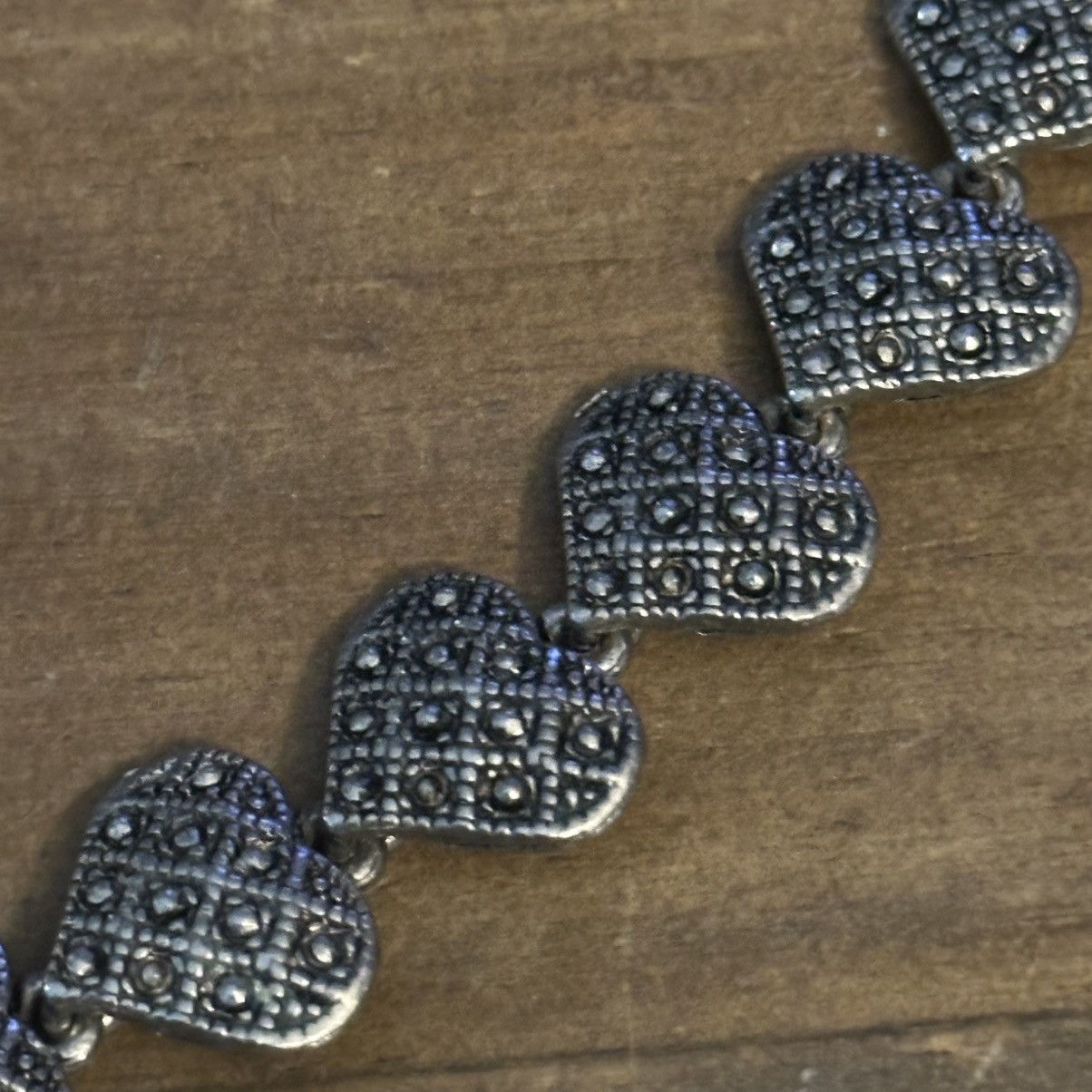Vintage Vintage silver tone marcasite heart link necklace Size ONE SIZE - 3 Thumbnail