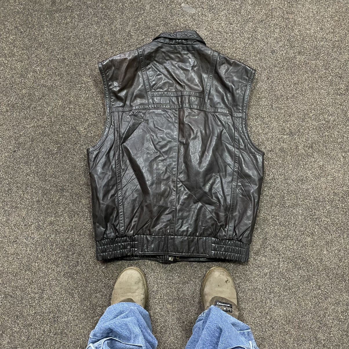 Vintage Vintage Y2K Black Leather Quilted Vest Oversized Streetwear Size US XL / EU 56 / 4 - 6 Thumbnail