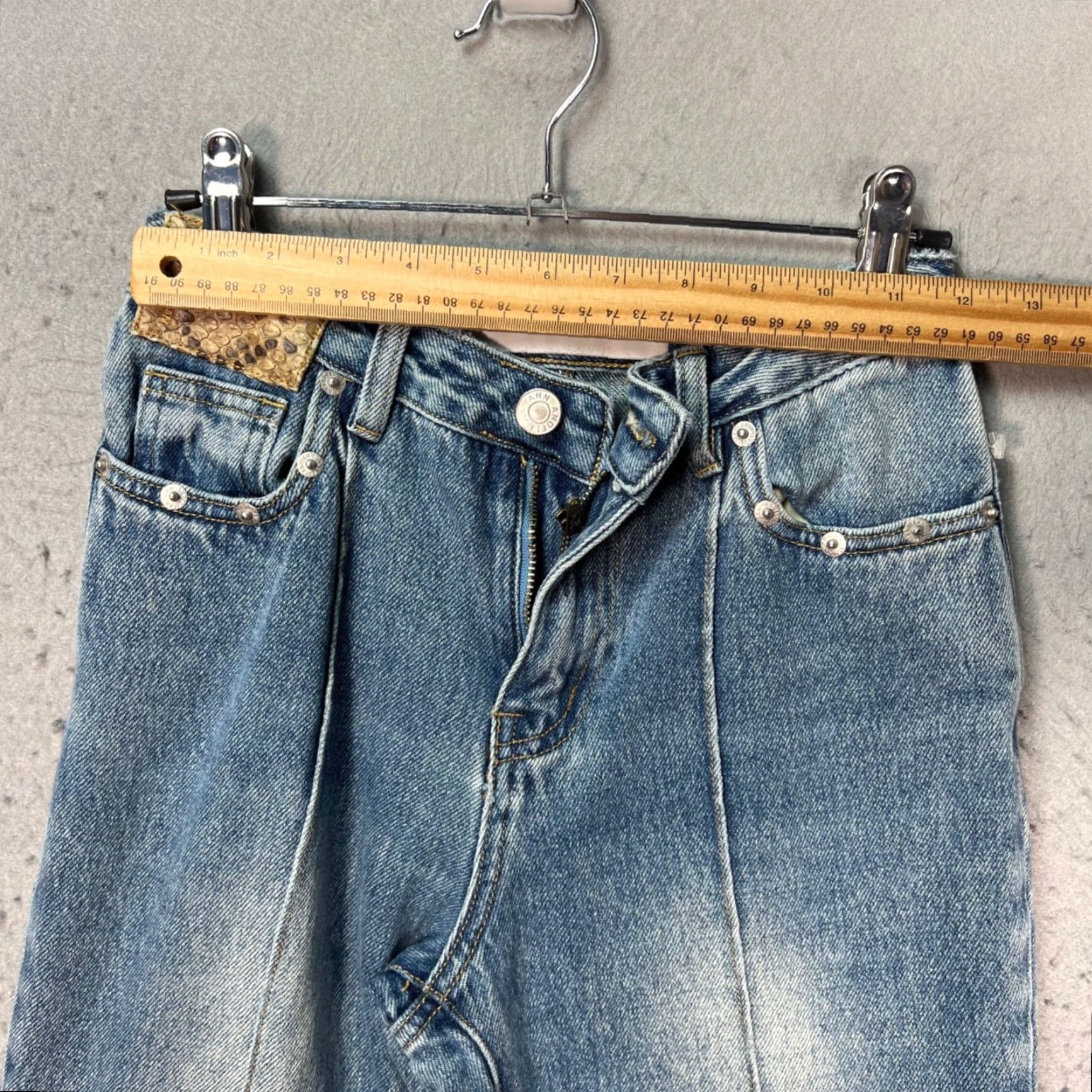 Denime Ann Andelman Womens Flared Denim Jeans 100% Cotton Blue Distressed Size 24 Vintage? No Size 42" / US 20 - 6 Thumbnail