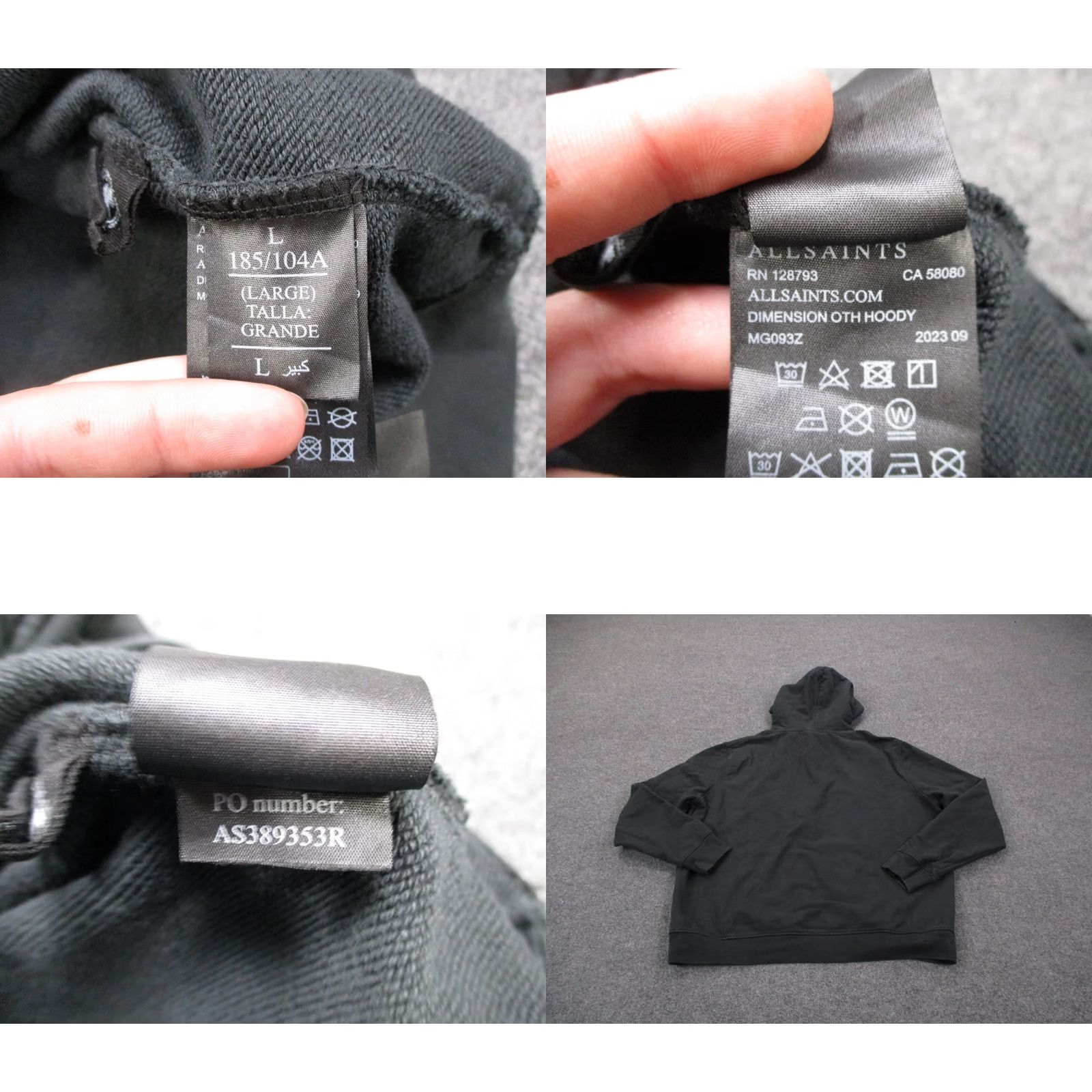Allsaints AllSaints Hoodie Men L Black Logo Pullover Sweatshirt Streetwear 23 Hoodie Size US L / EU 52-54 / 3 - 8 Thumbnail