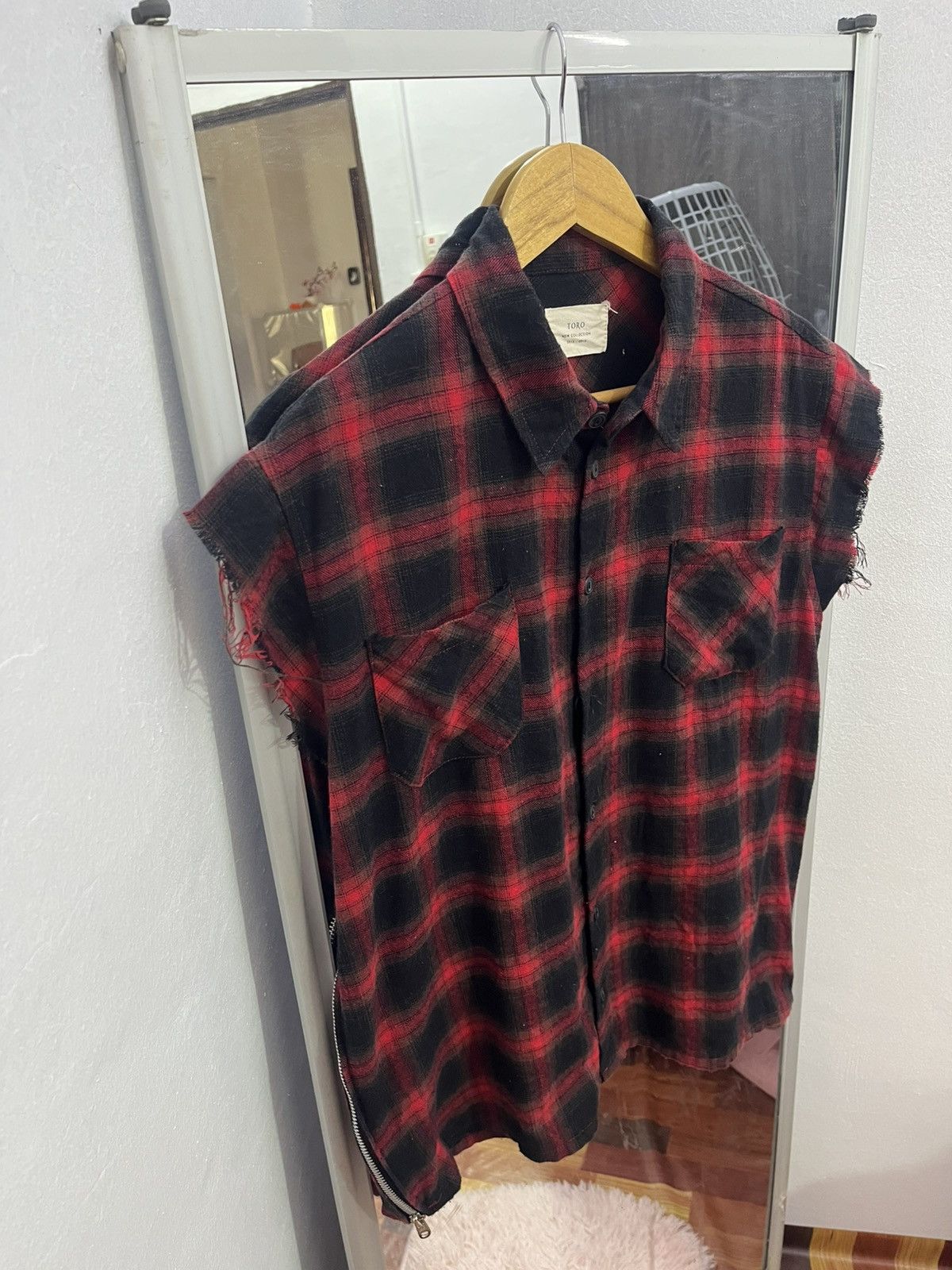 Japanese Brand Toro Bondage Flannel Sleeveless Riri Zip Punk Grunge Size US M / EU 48-50 / 2 - 2 Thumbnail