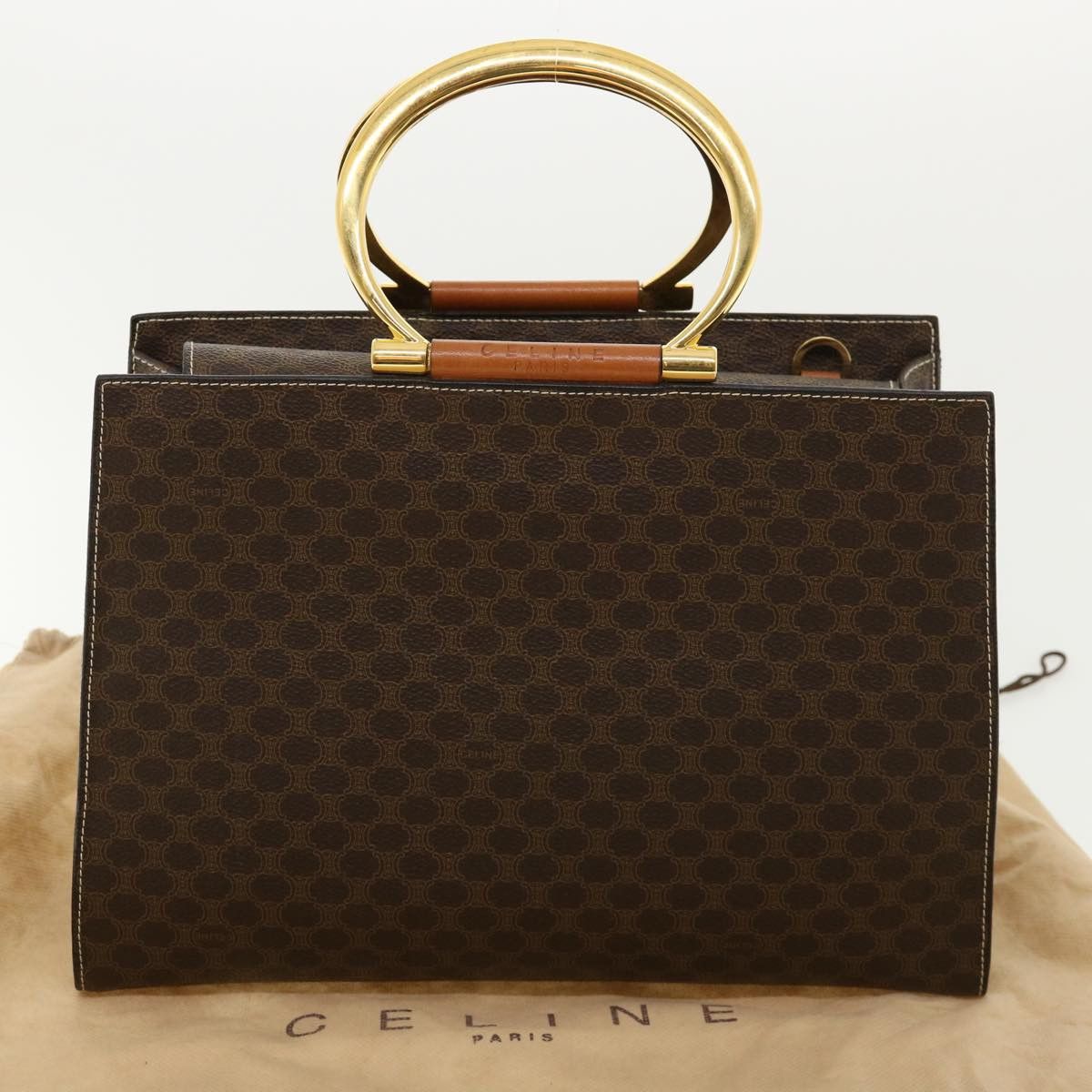 Celine CELINE Macadam Canvas Hand Bag Pvc Leather Brown Size ONE SIZE - 13 Thumbnail