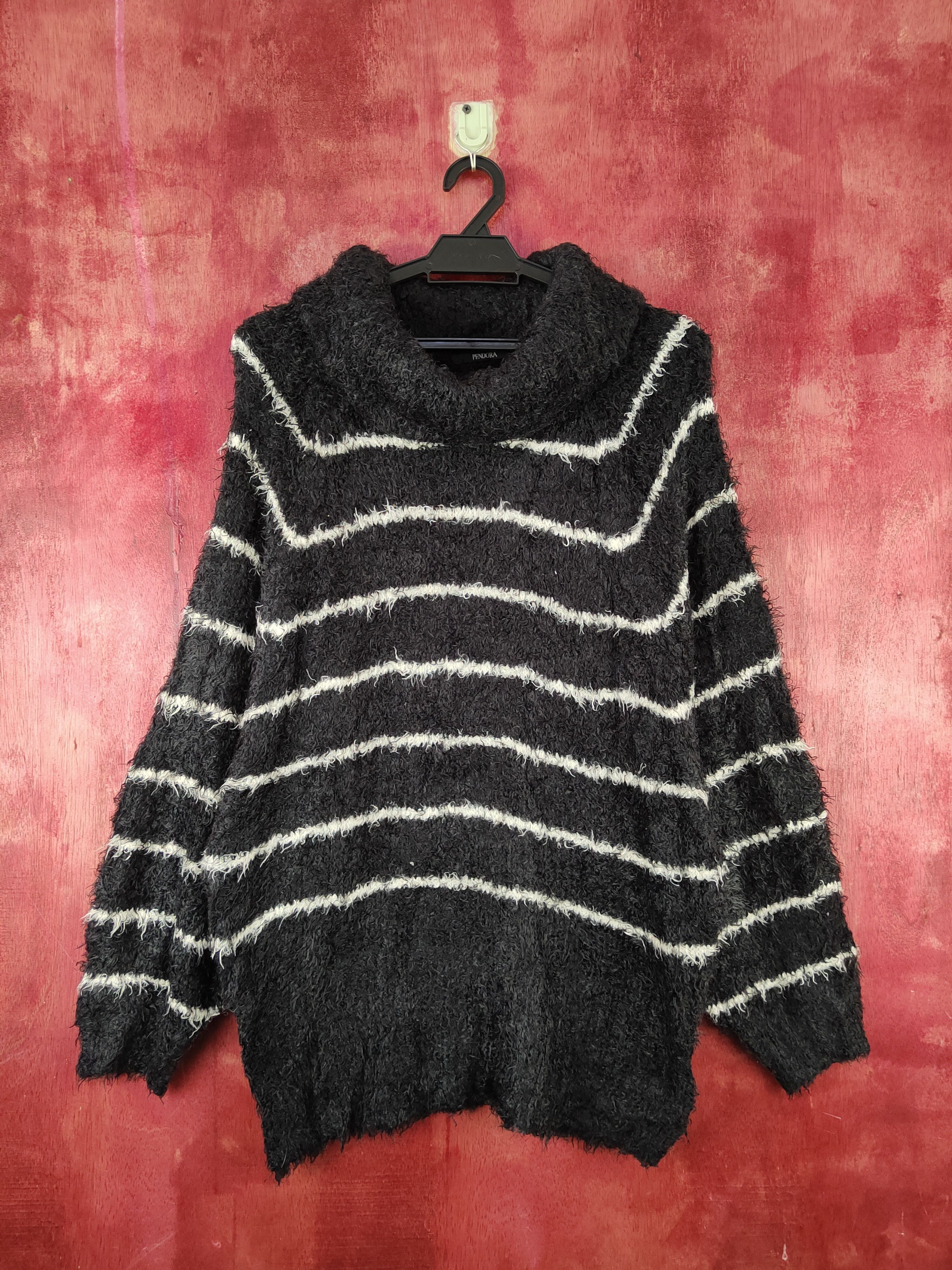Homespun Knitwear × Japanese Brand × Vintage Pendora Black Shag Shaggy Fur Mohair Knitwear #S2074 Size L / US 10 / IT 46 - 1 Thumbnail