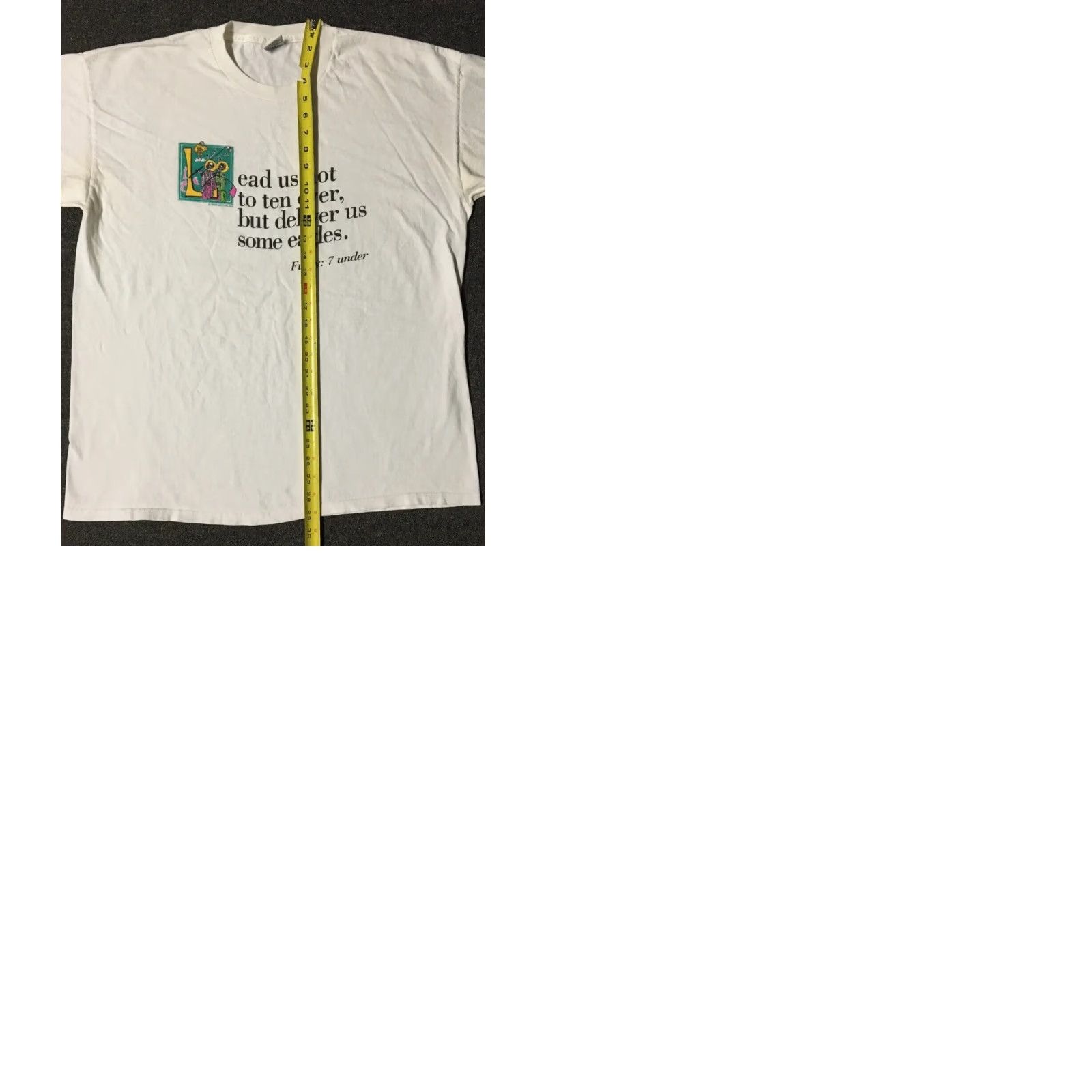 Vintage VINTAGE 90s Golf Lead Us Not To Ten Over Faded Shirt XL Funny Bible Verse God Grunge Shirt Mens XL White Tee Size US XL / EU 56 / 4 - 10 Thumbnail