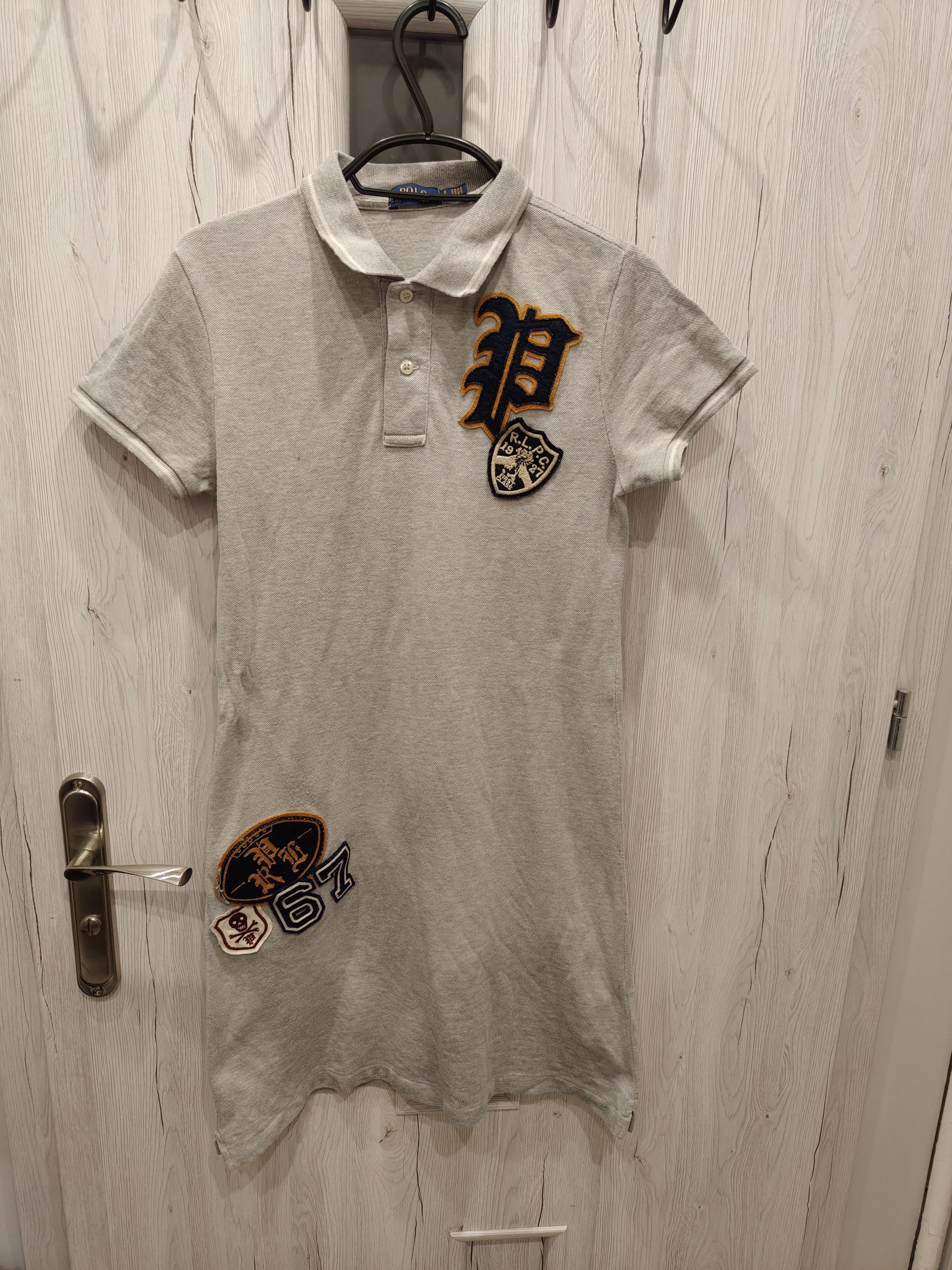 Ralph Lauren × Vintage Ralph Lauren Grey Heather Patchwork Varisty Shirt Dress S Size S / US 4 / IT 40 - 2 Thumbnail