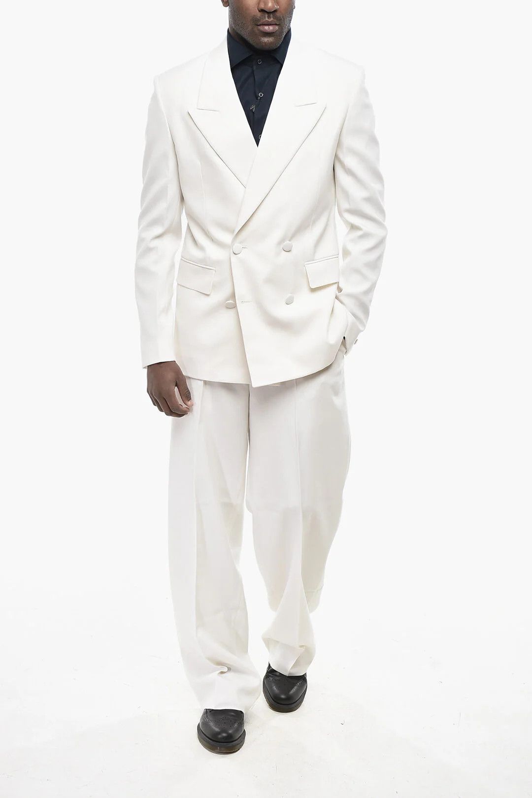 Givenchy og1mm0326 Mohair-Blend Double-Breasted Blazer in White Size US M / EU 48-50 / 2 - 4 Thumbnail