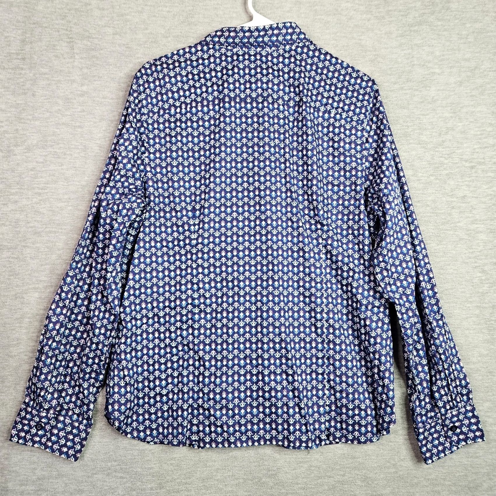 Talbots Talbots Women's Button Front Roll Tab Sleeve Pattern Printed Shirt Sz L Size L / US 10 / IT 46 - 2 Thumbnail