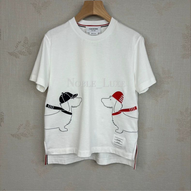 Thom Browne Thom Browne White dog embroidered short sleeves Size US XXS / EU 40 - 1 Thumbnail
