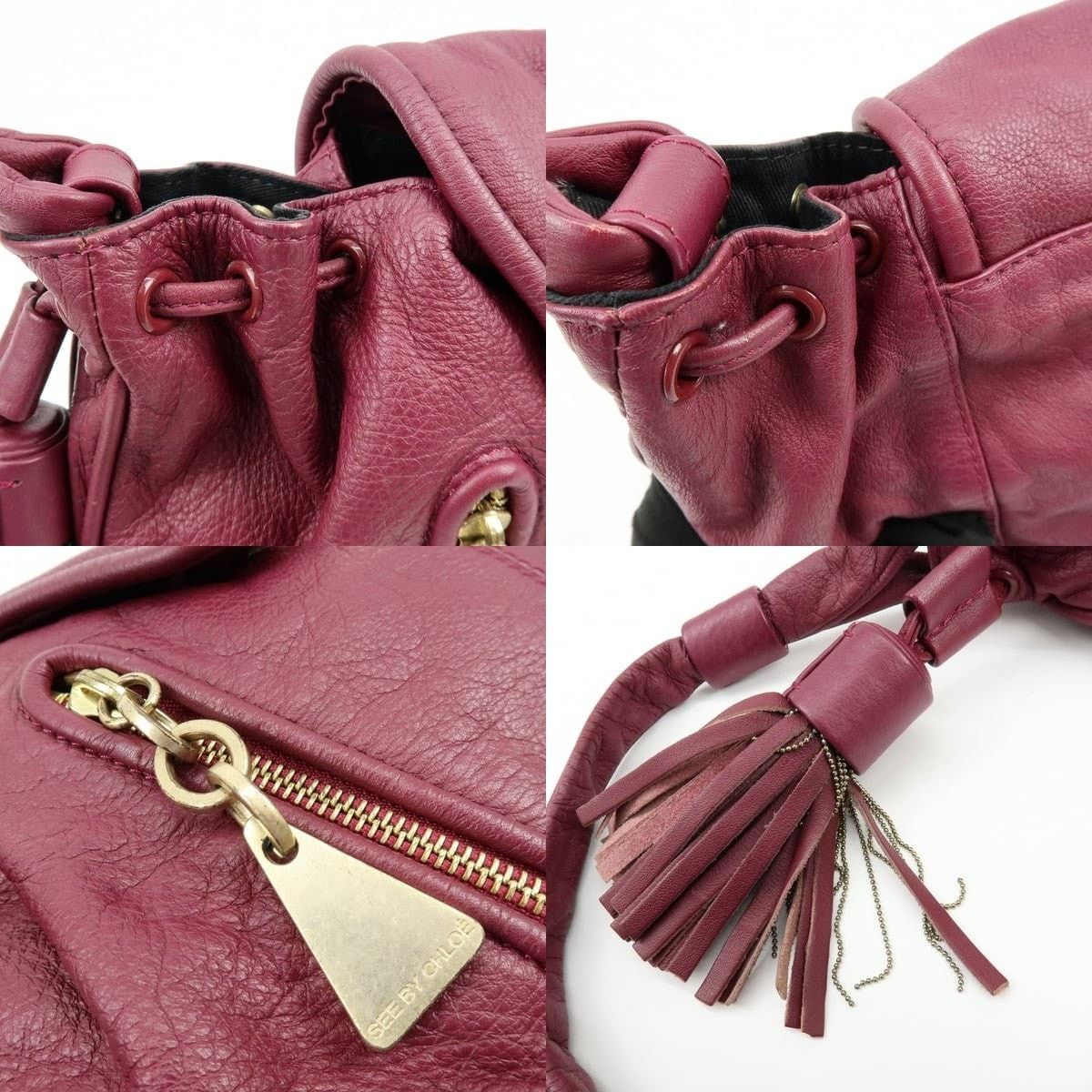 Chloe Chloe See By Chloe Leather Shoulder Bag Burgundy Size ONE SIZE - 6 Thumbnail