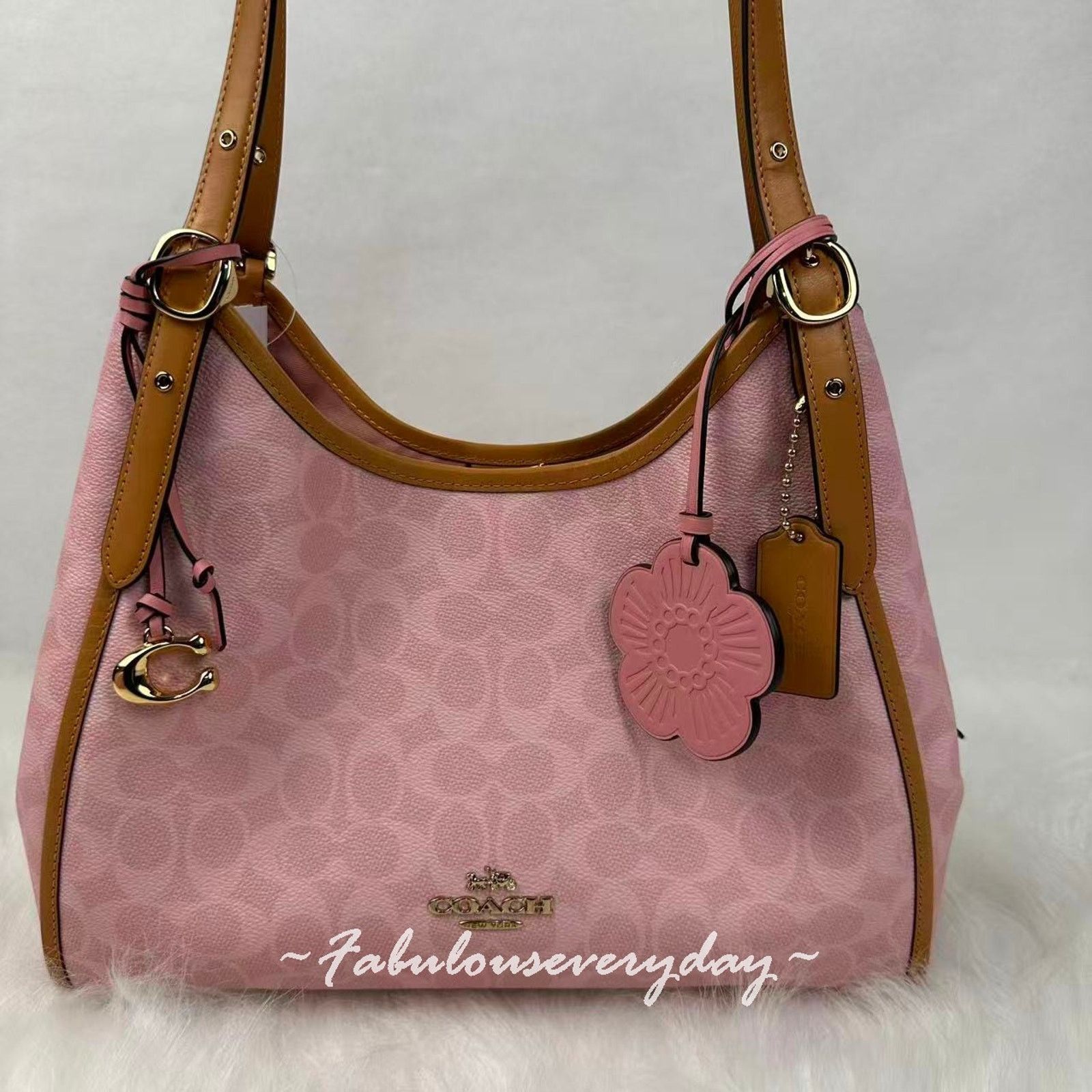 Coach Coach Erin Shoulder Signature Canvas With Charms Powder Pink Size ONE SIZE - 2 Thumbnail