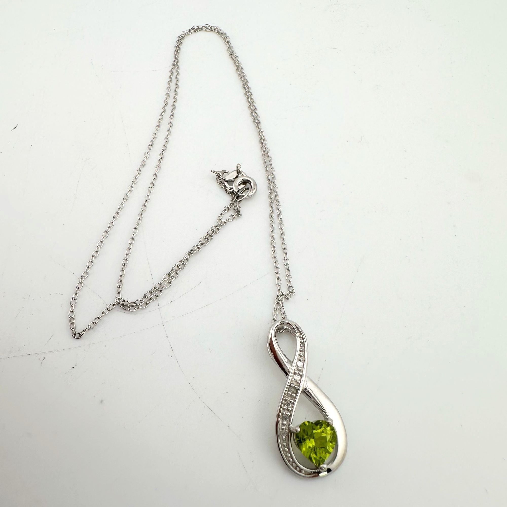 Other Beautiful Heart Peridot Infinity Necklace with Diamond Accen Size ONE SIZE - 8 Thumbnail