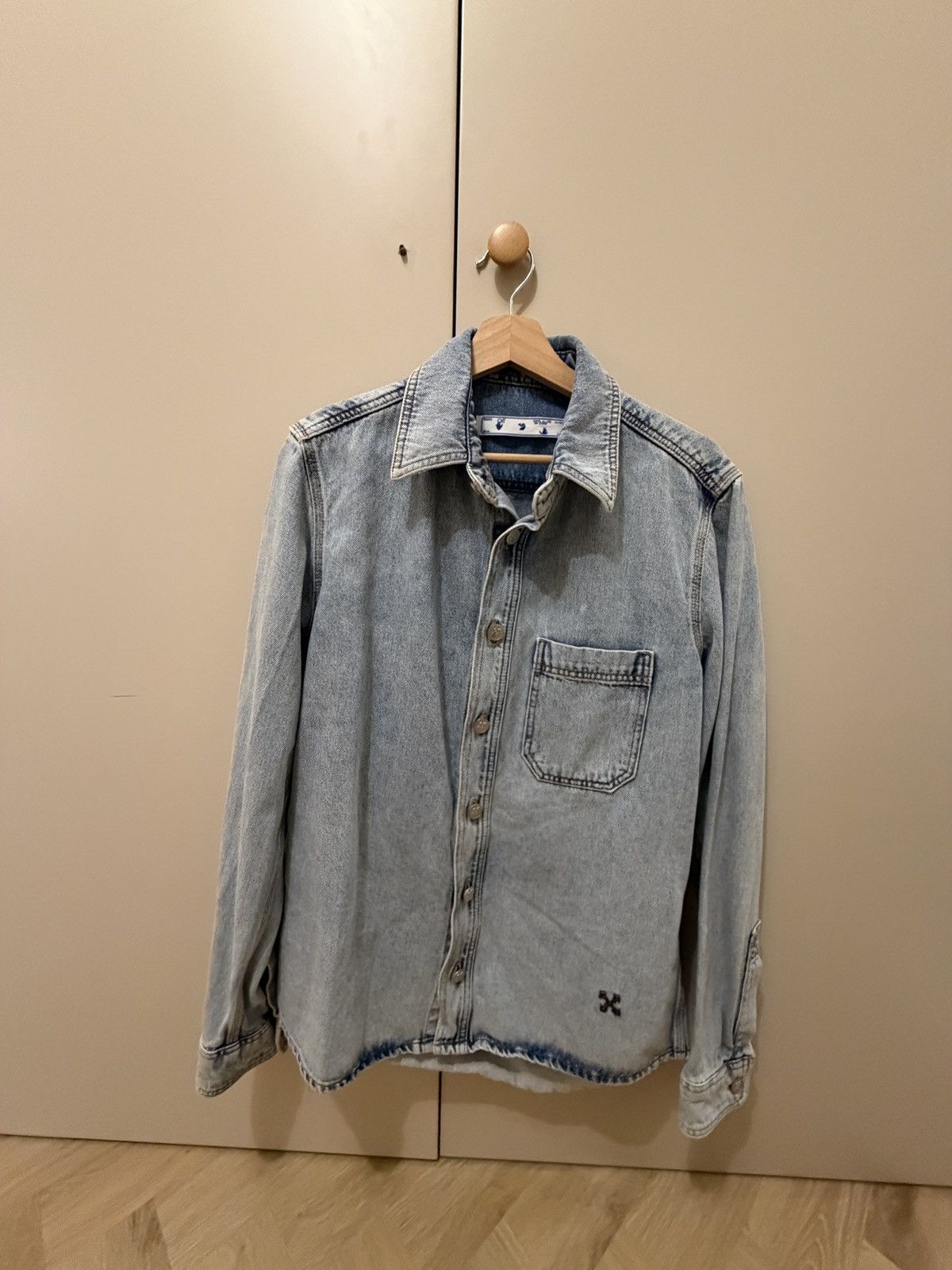 Off-White Denim Shirt "Stencil Logo" Size US S / EU 44-46 / 1 - 1 Thumbnail