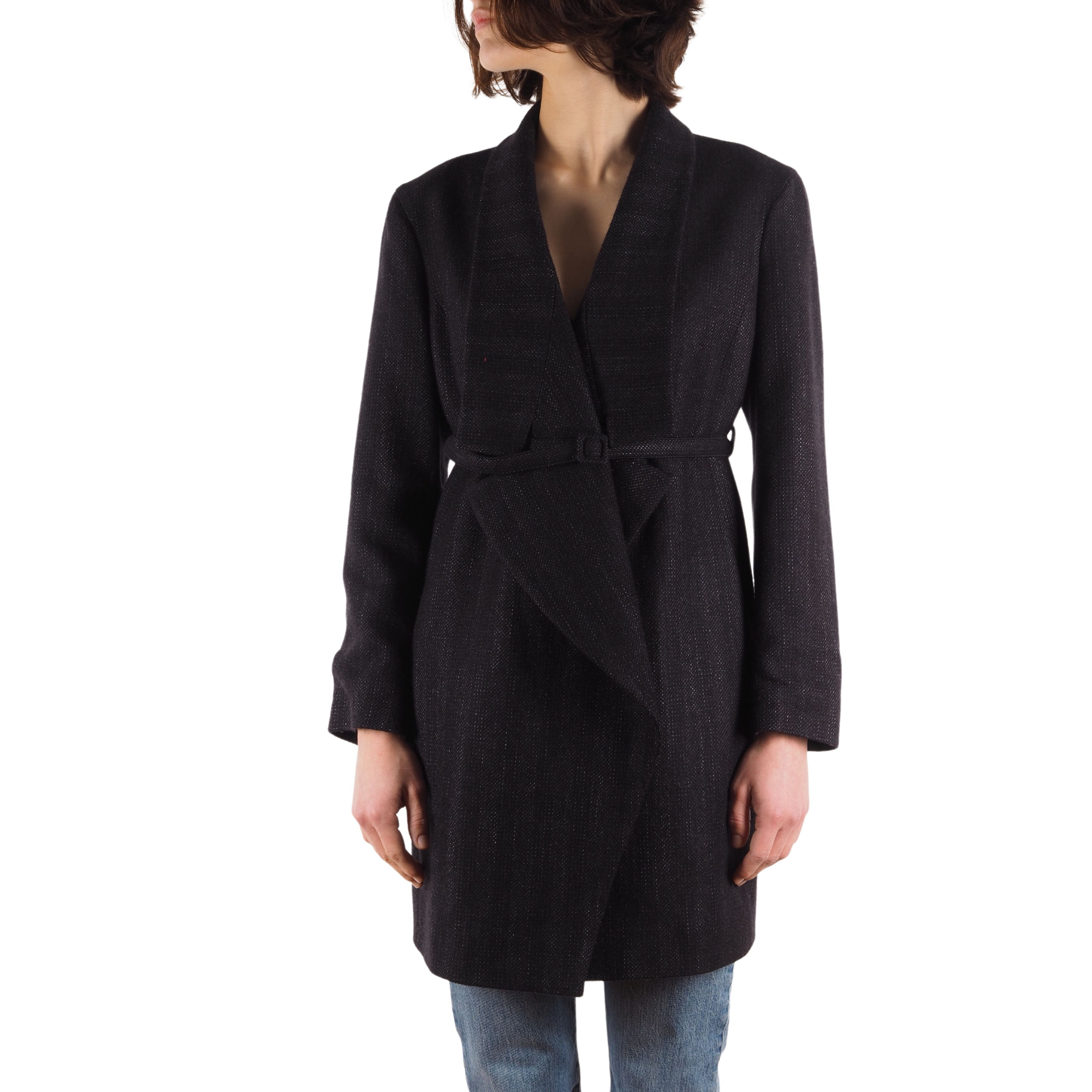 image of Jil Sander Vintage Charcoal Black Belted Coat Jacket, Women's (Size XS)