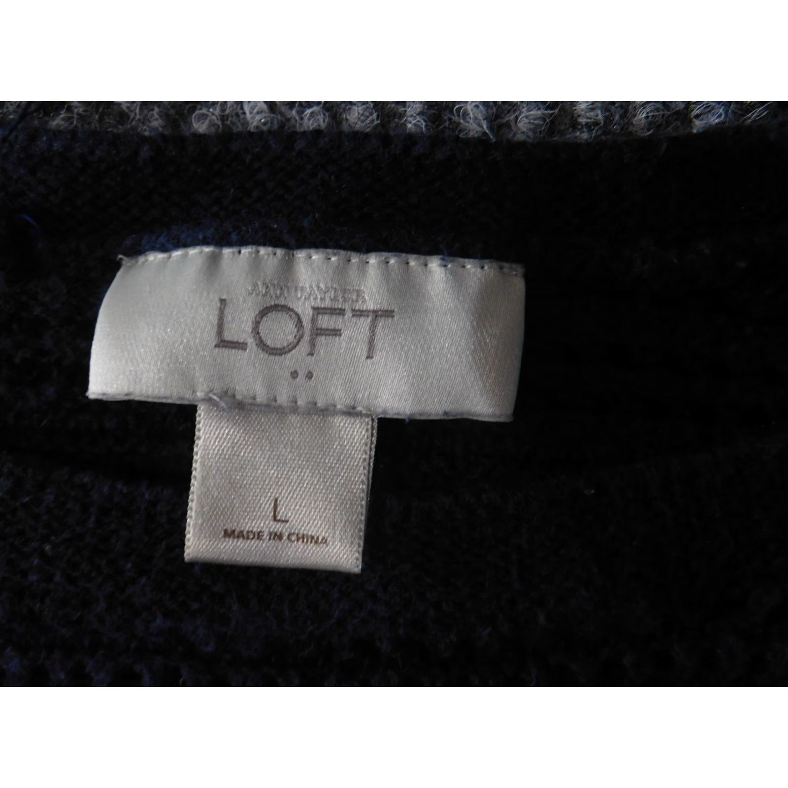 Loft LOFT Sweater Women Large Navy Blue Open Knit 3/4 Sleeve Pullover Crewneck 100% Cotton Crochet Accents Womens Size L / US 10 / IT 46 - 5 Thumbnail