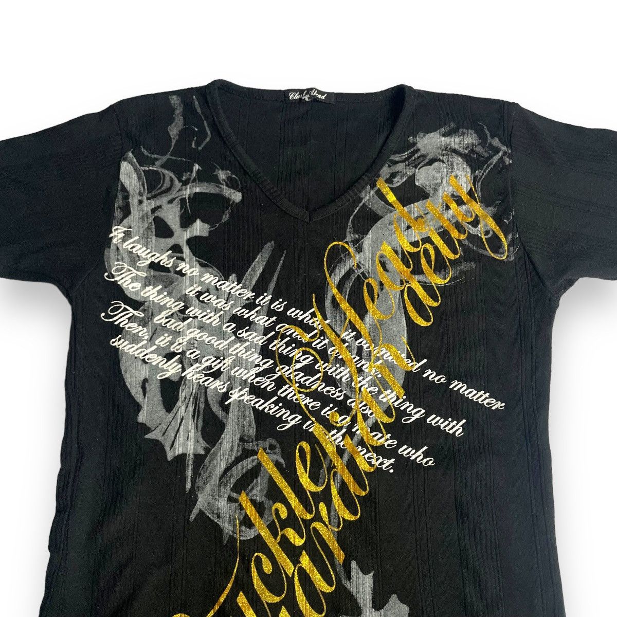 If Six Was Nine × Japanese Brand × Le Grande Bleu (L.G.B.) 🇯🇵 CLASH AHEAD POEM CROSS CHROME HEARTS INSPIRED TSHIRT Size M / US 6-8 / IT 42-44 - 3 Thumbnail