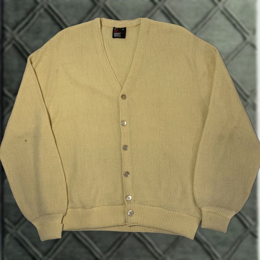 Vintage VINTAGE Robert Bruce Cardigan Sweater Unisex Adults Medium Yellow Knit Acrylic 70s Spring Mens Womens Girls Boys Size US M / EU 48-50 / 2 - 1 Thumbnail