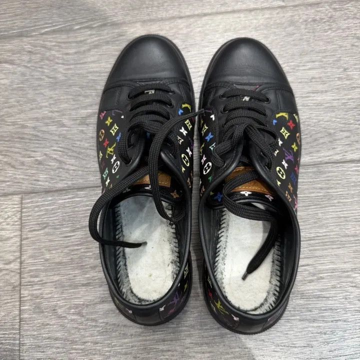Louis Vuitton Takashi Murakami x Louis Vuitton Black Low Top Trainer -250 Size US 6 / IT 36 - 2 Thumbnail