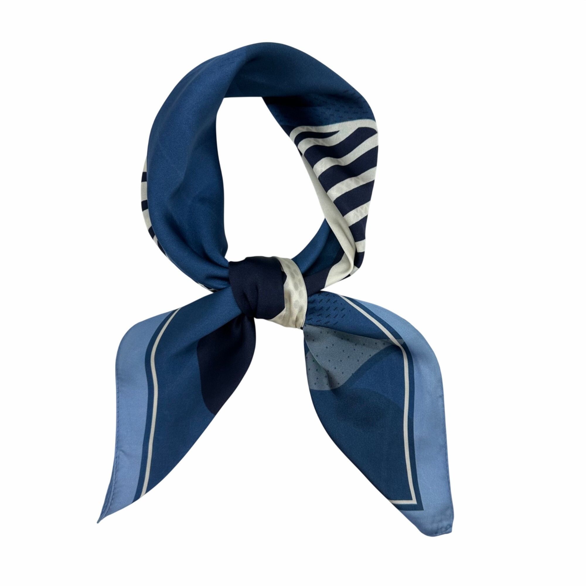 Other ⭐Geometric Square Scarf Blue Silky Neck Wrap Retro Abstract Size ONE SIZE - 3 Thumbnail