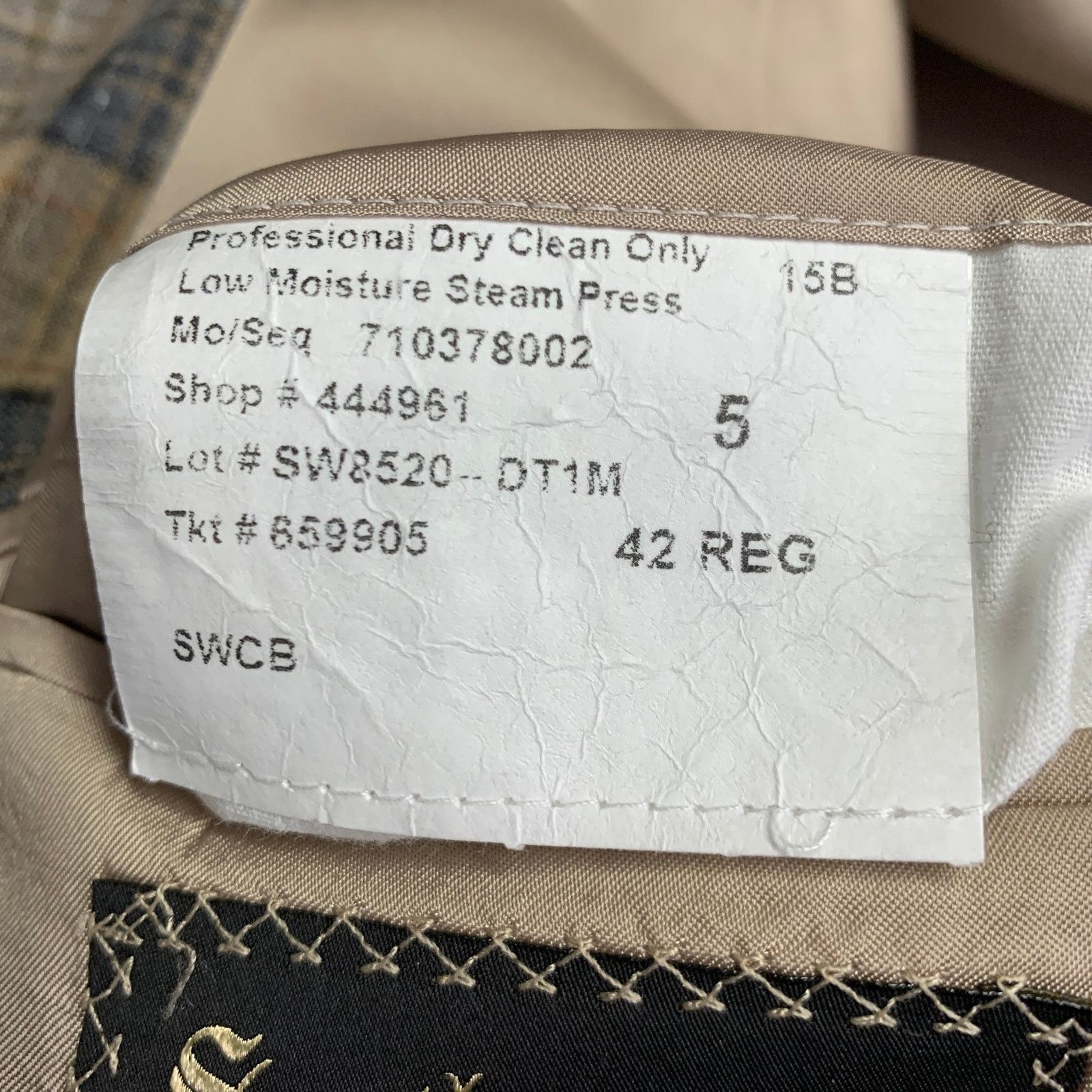 Southwick SOUTHWICK CLOTHES Size 42 Tan Grey Plaid Sport Coat Size 42R - 8 Thumbnail