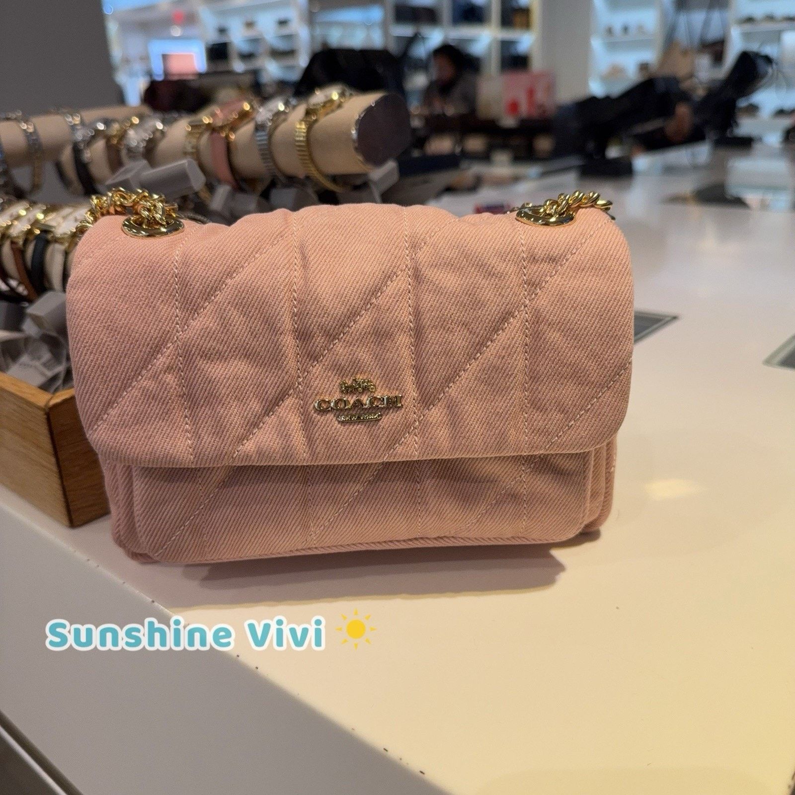 Coach NWT Coach Elodie Crossbody Bag 18 Denim CEU17 Light Pink Size ONE SIZE - 7 Thumbnail