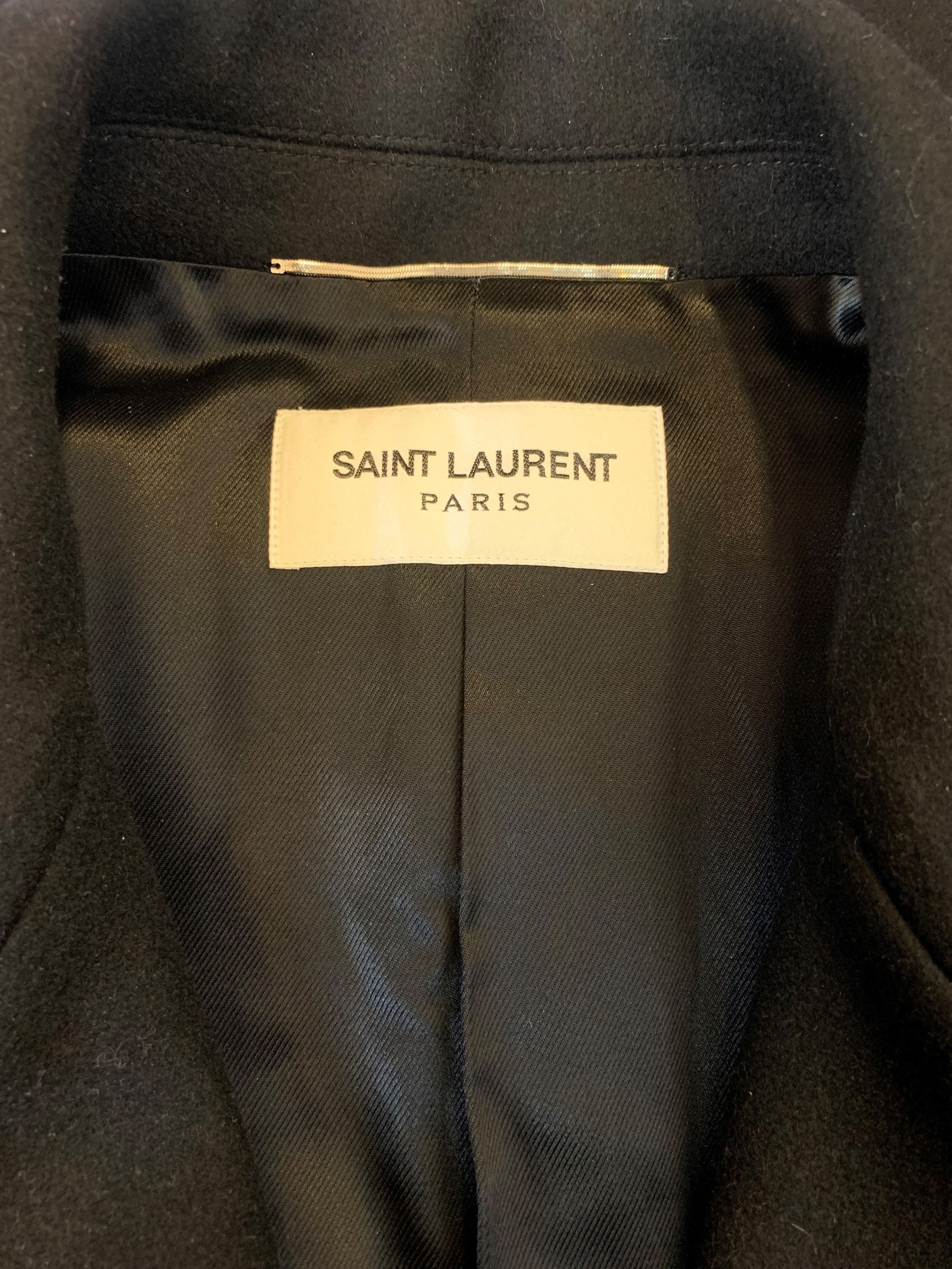 Saint Laurent Paris Double-Breasted Six-Button Wool Peacoat Size US M / EU 48-50 / 2 - 4 Thumbnail