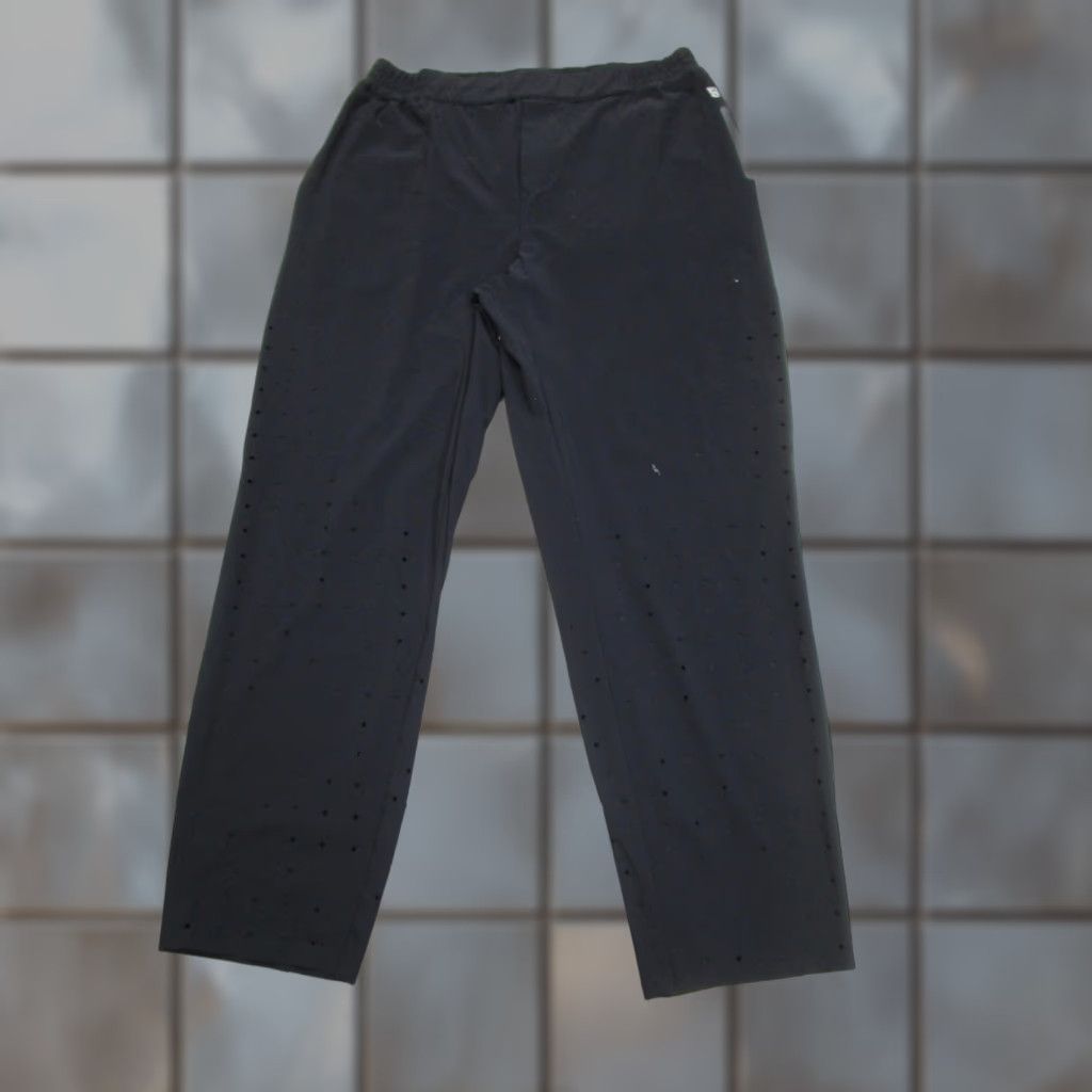 Vintage AlphaTauri Pants Mens Small Black Laser Cut Perforated Joggers Made Portugal Size US 31 - 1 Thumbnail