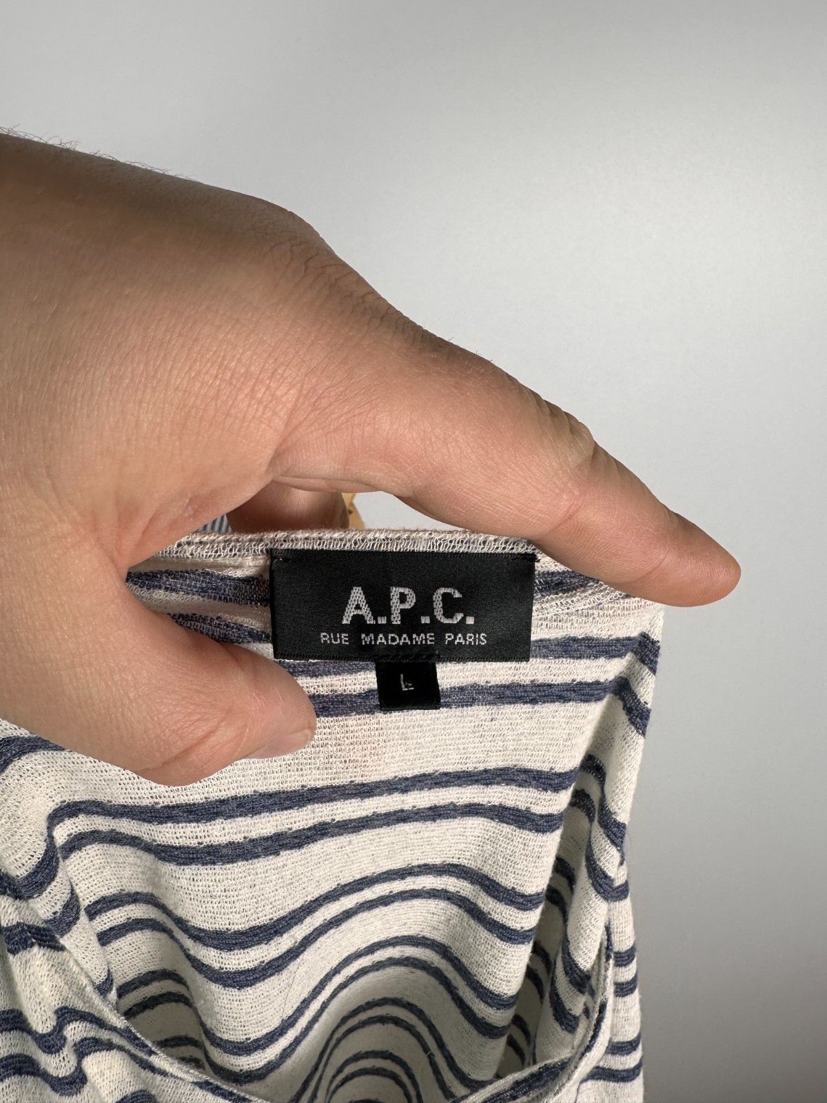 A.P.C. Women's A.P.C. Striped Linen Long Sleeve T-Shirt Size L Size L / US 10 / IT 46 - 7 Thumbnail