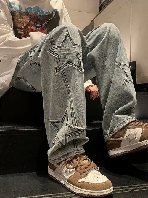 Japanese Brand Chiaki x Kita Y2K Star Embroidery Denim Pant Size US 34 / EU 50 - 3 Thumbnail