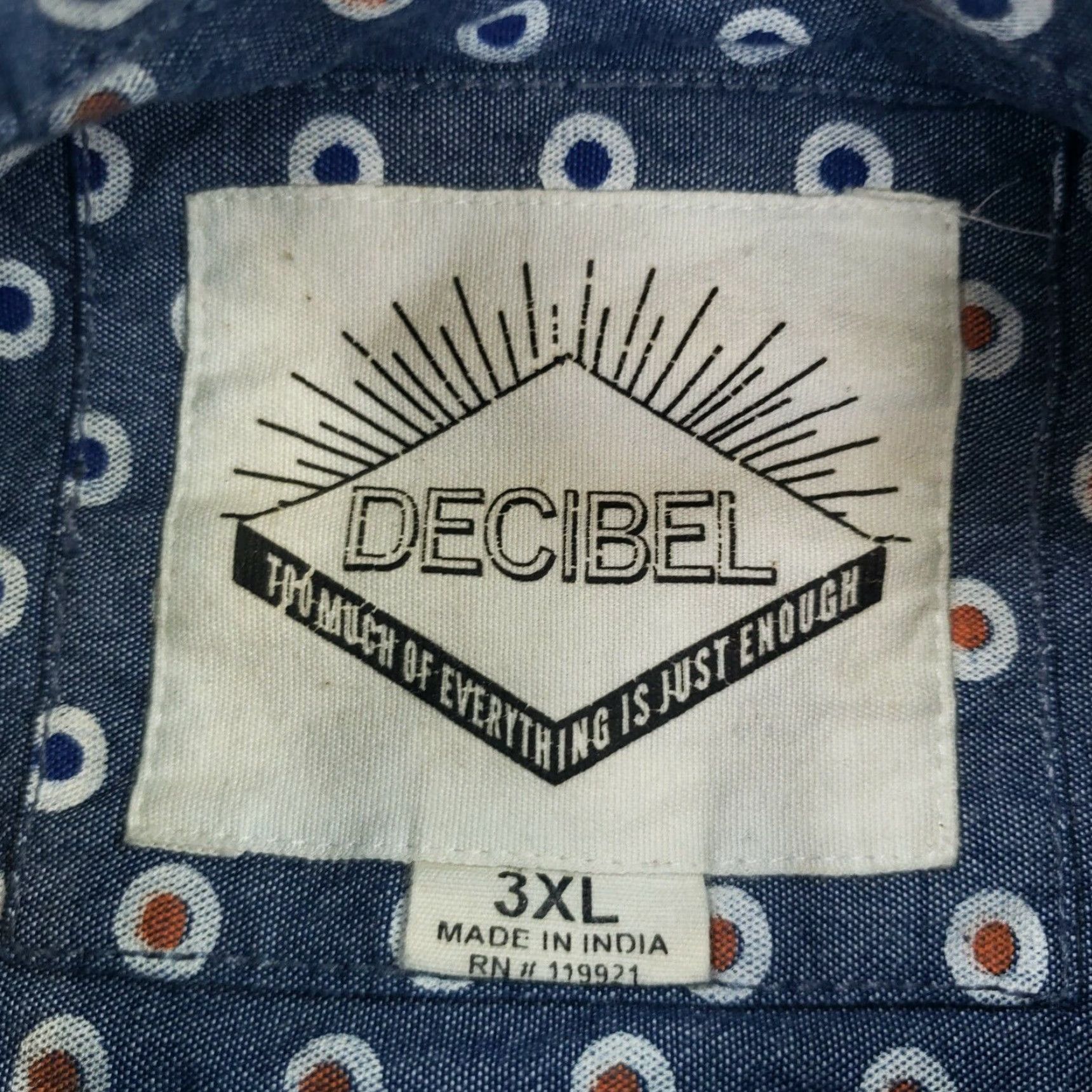 Vintage Decibel Button-Down Shirt Mens XL Long Sleeve Slim Fit Blue Geometric Button-Up Open? Size US XL / EU 56 / 4 - 5 Thumbnail