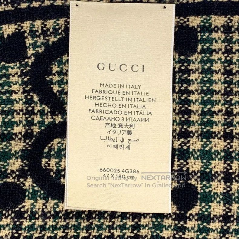 Gucci Gucci Black logo jacquard full-print wool tassel scarf Size ONE SIZE - 9 Thumbnail