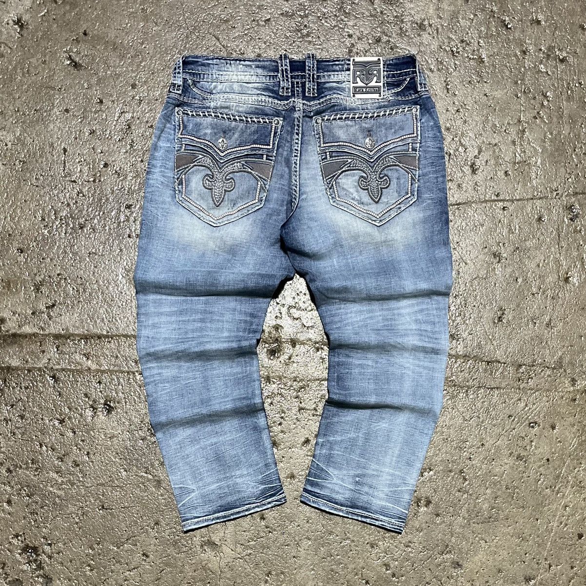 Pre-owned Affliction X Rock Revival Crazy Vintage Y2k Affliction Style Jeans Baggy Grunge Unique In Blue