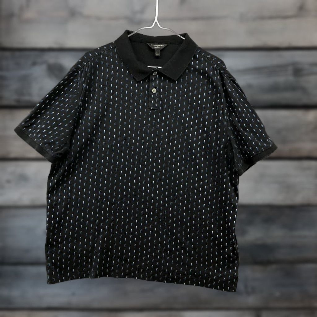 Banana Republic BANANA REPUBLIC Polo Shirt Mens L Black Blue Printed Luxe Performance Short Sleeve Size US L / EU 52-54 / 3 - 1 Thumbnail