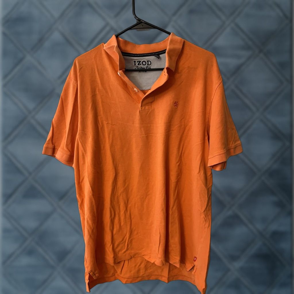 Izod IZOD Heritage Golf Polo Shirt Mens XL Short Sleeve Orange Cotton Blend Logo Sports Size US XL / EU 56 / 4 - 1 Thumbnail