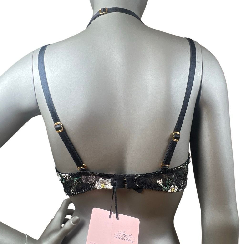 La Perla NWT Agent Provocateur Athena High Neck Lace Bra Top Black Mu Size ONE SIZE - 14 Thumbnail