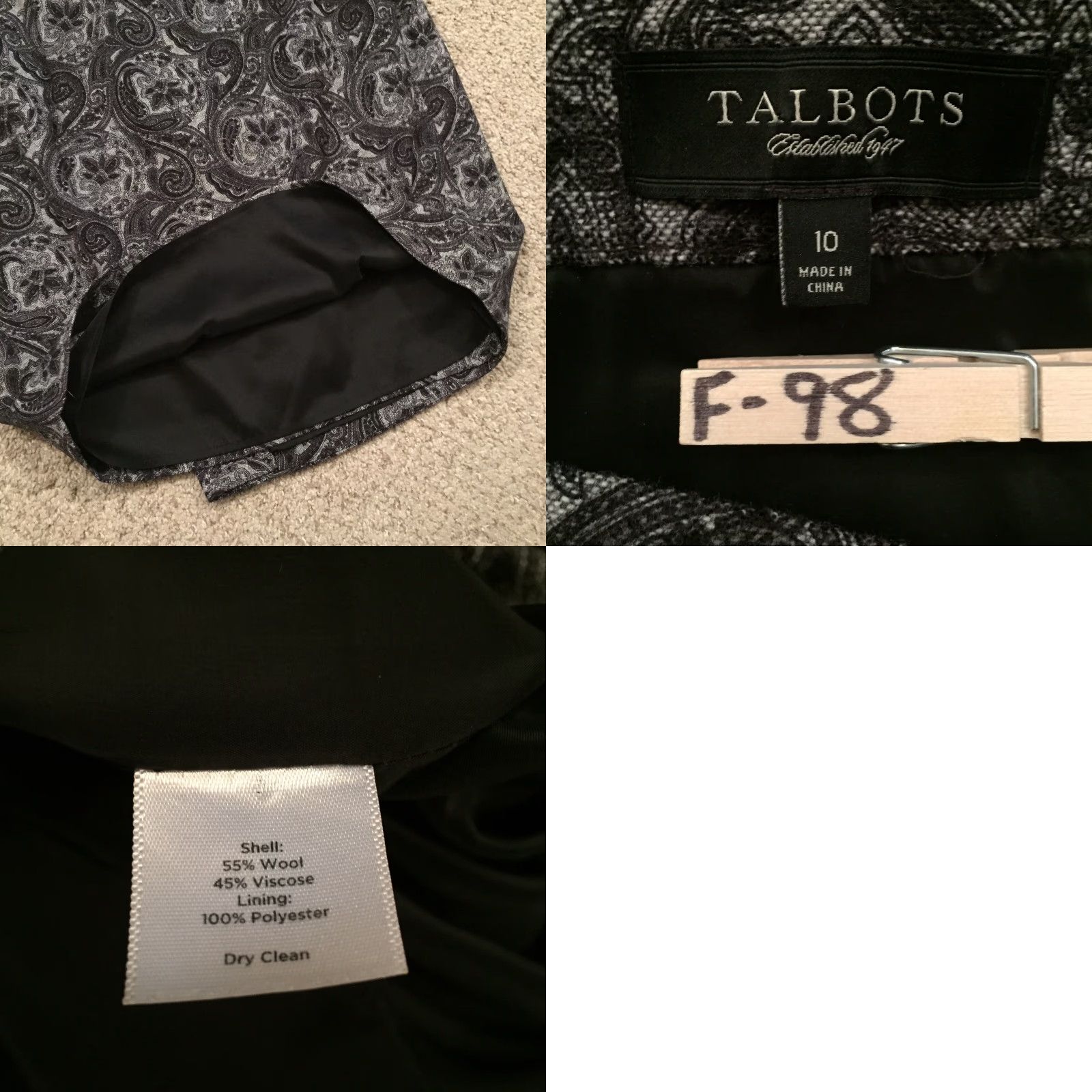 Talbots Talbots Wrap Skirt Women Size 10 Gray Paisley Lined Wool Blend Size 32" / US 10 / IT 46 - 8 Thumbnail
