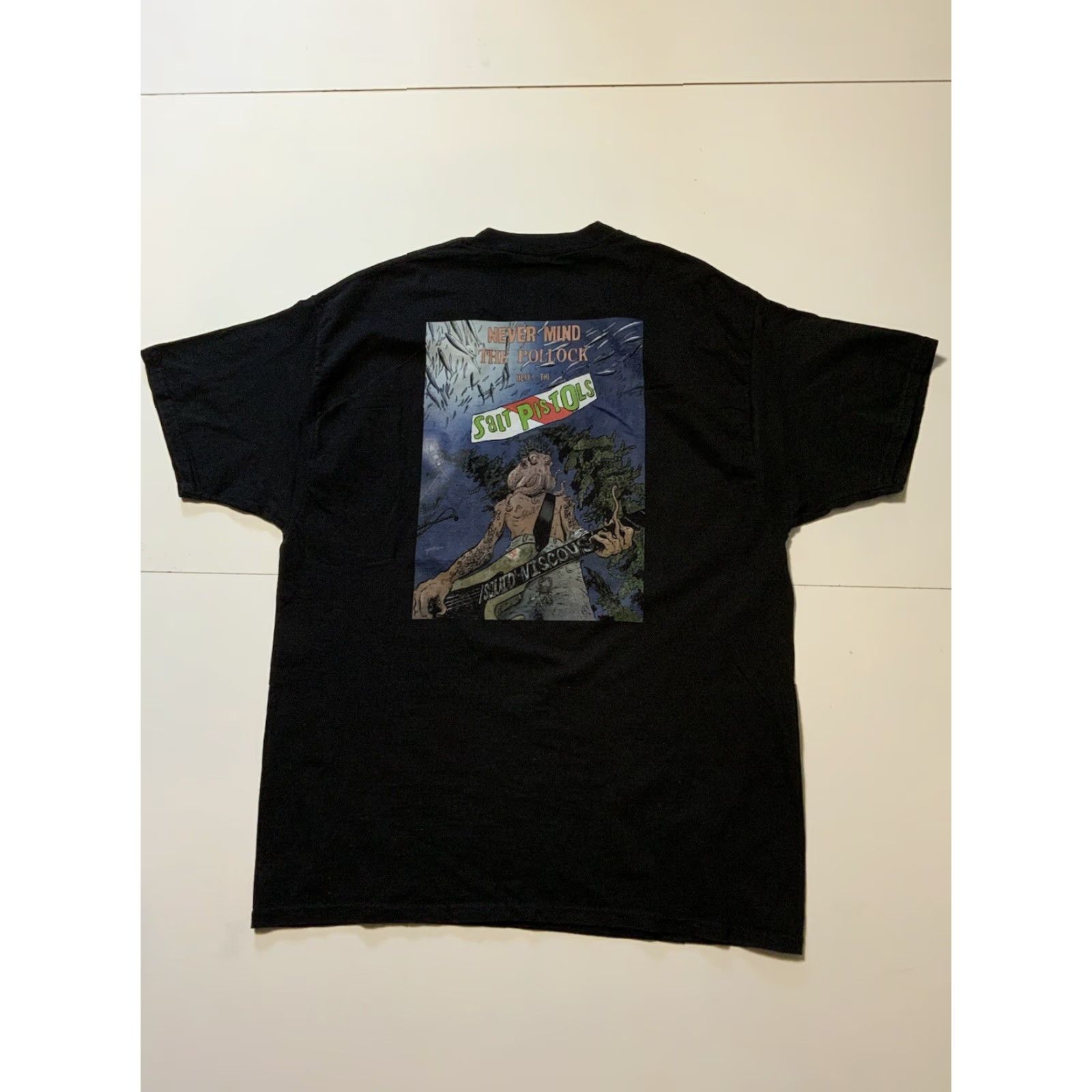 Hanes VINTAGE Hanes T-Shirt Hollywood Divers Never Mind The Pollock Salt Pistols Squid Viscous Sz.XL Black Mens XL Size US XL / EU 56 / 4 - 3 Thumbnail