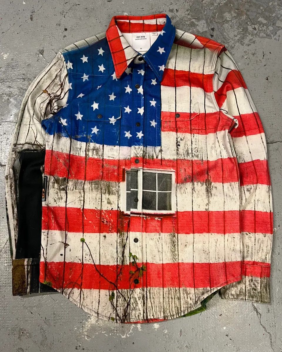 Calvin Klein × Designer × Vintage 2018 Raf Simons for Calvin Klein USA Flag Est 1978 Shirt Size US M / EU 48-50 / 2 - 1 Thumbnail
