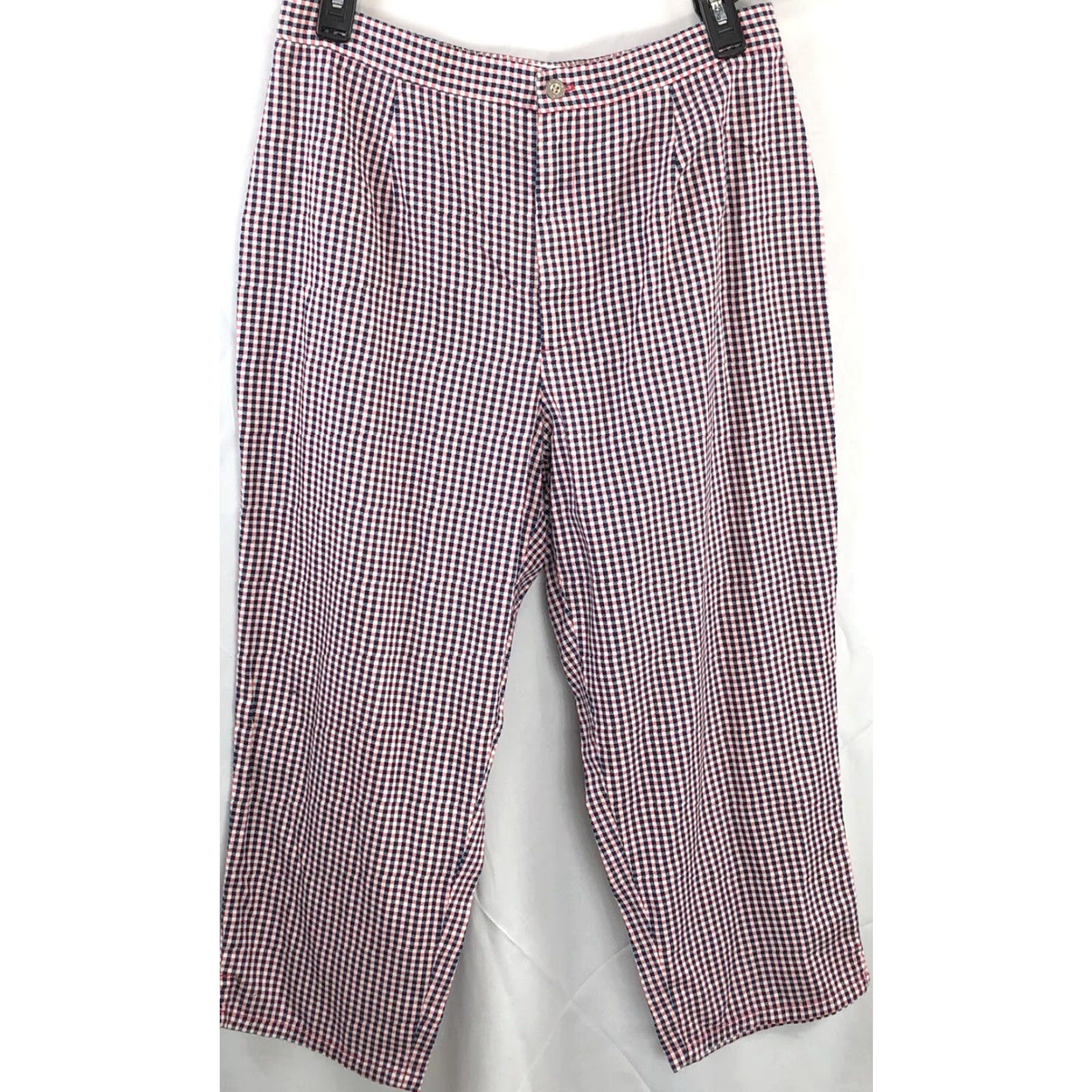Vintage VINTAGE Russ Pants Slacks 14 Pnk Blue Plaid Gingham Checkered Cropped 80s Preppy Women Size 36" / US 14 / IT 50 - 5 Thumbnail