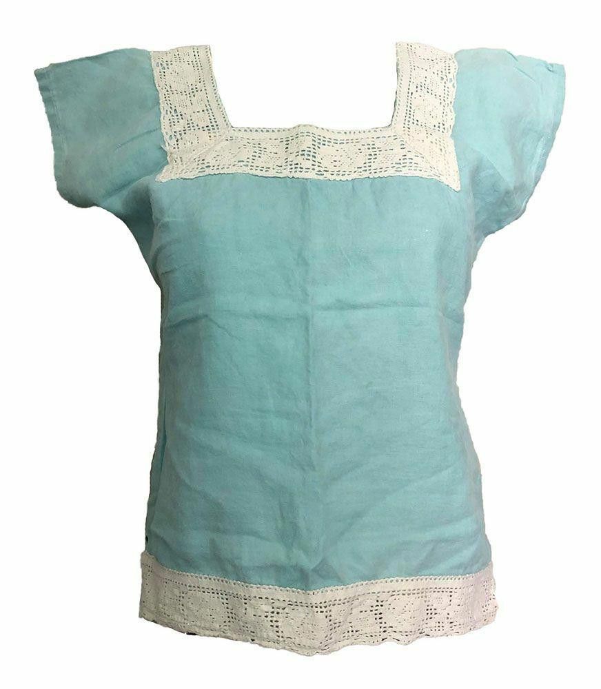 Designer New Blue Hand Made Bluse S Size S / US 4 / IT 40 - 1 Thumbnail