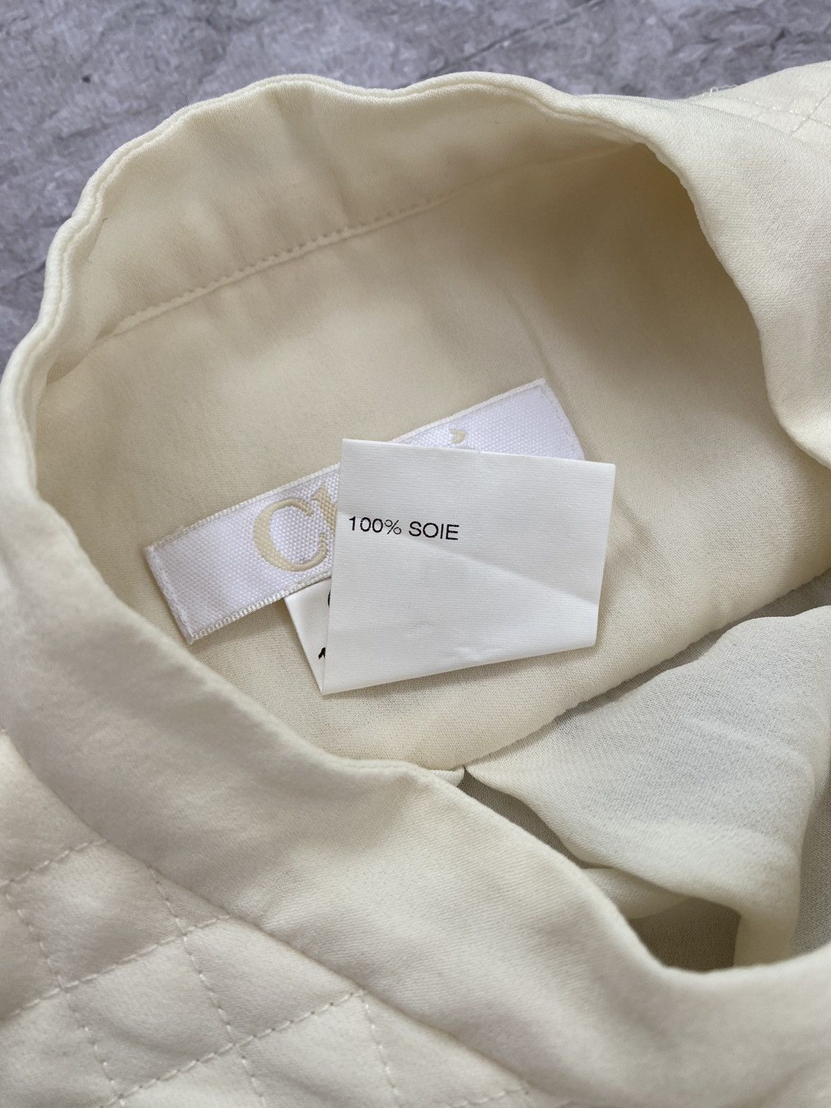 Chloe Chloe Sheer 100% Silk Blouse Long Sleeve Milk Made in France Size XS / US 0-2 / IT 36-38 - 9 Thumbnail
