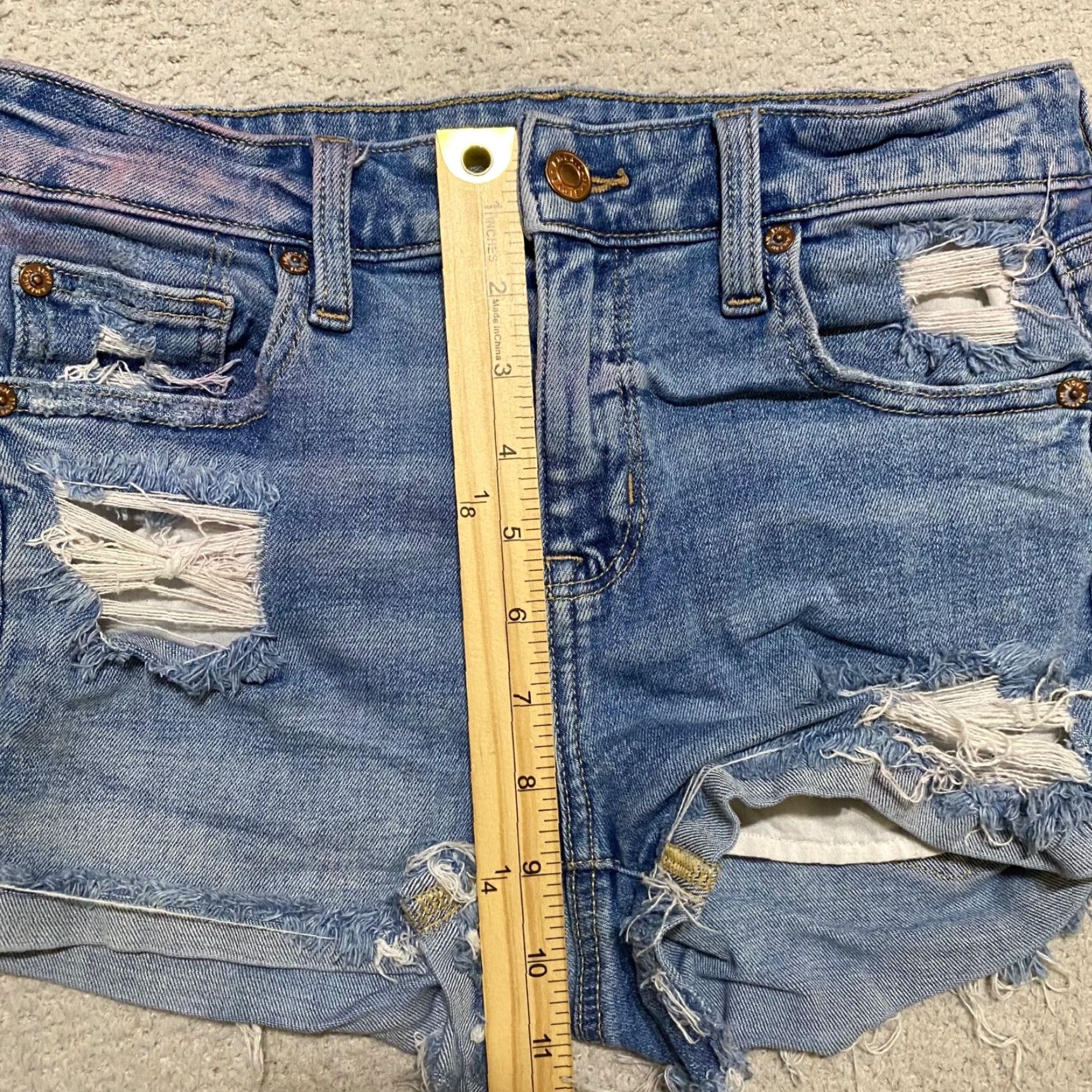 American Eagle Outfitters American Eagle Outfitters Womens 4 Jeans Shorts Blue Denim Distressed Medium Wash High Rise Cut-Off 5-Pocket Design Regular 2 in Inseam Cotton Spandex Size 27" / US 4 / IT 40 - 6 Thumbnail