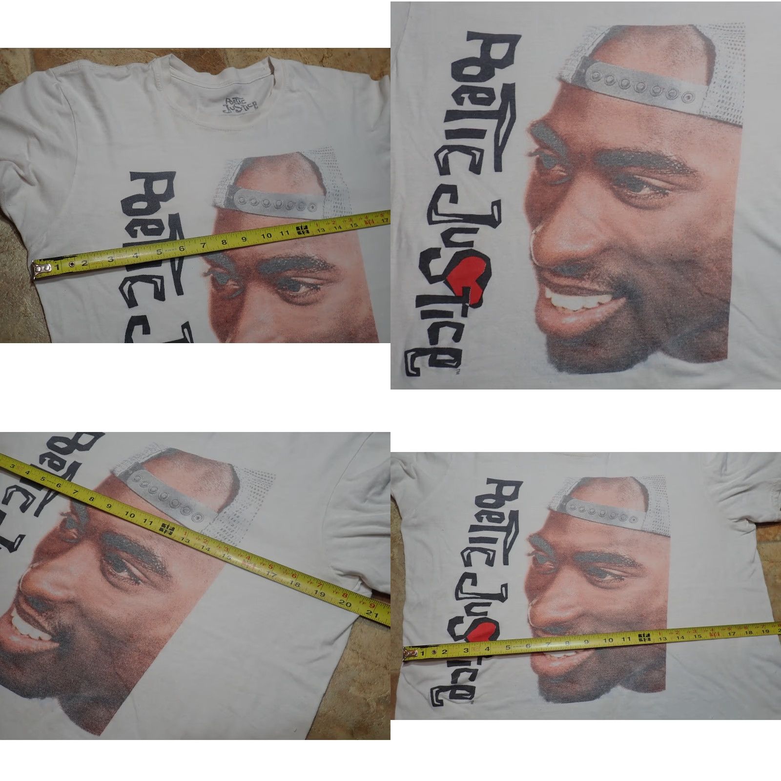 Vintage VINTAGE Rare Poetic Justice Adult Medium Tupac T-Shirt Mens WHITE Graphic Print 90s Hip Hop Tee Size US M / EU 48-50 / 2 - 8 Thumbnail