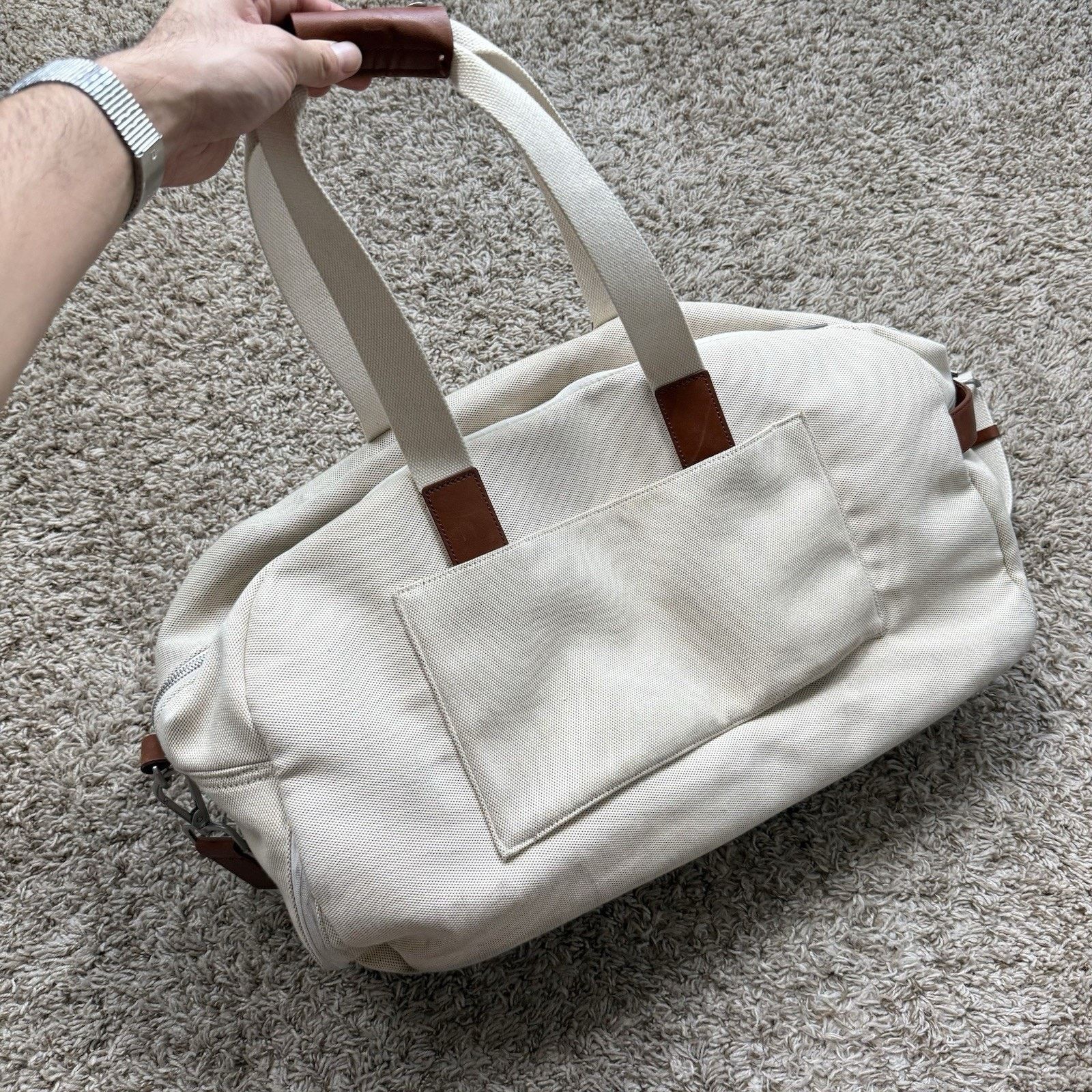 Away Travel Away The Everywhere Weekender Canvas Duffle Bag White Brown Size ONE SIZE - 3 Thumbnail