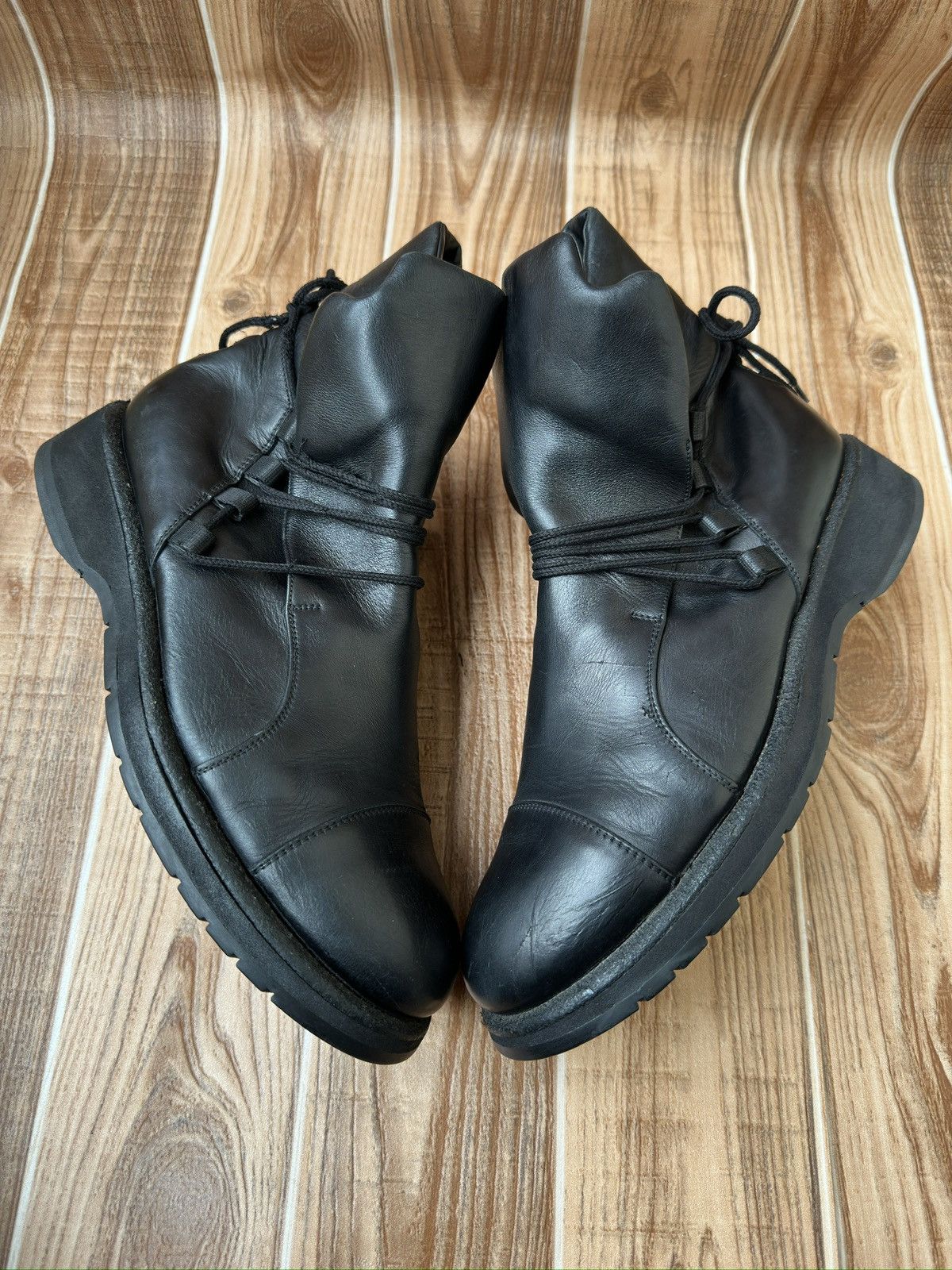 Emporio Armani Empirio Armani Leather Biker Lace Up Boots Like Rick Owens Size US 10 / EU 43 - 11 Thumbnail