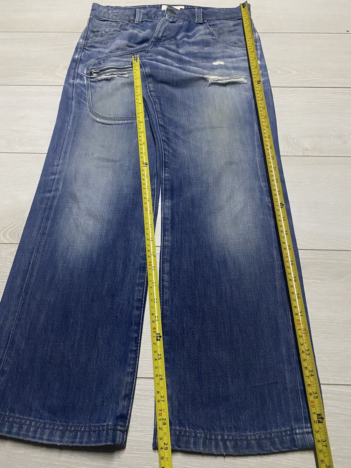 Energie Vintage Style Clash Energy Faded Wash Distressed Jeans Size US 31 - 16 Thumbnail