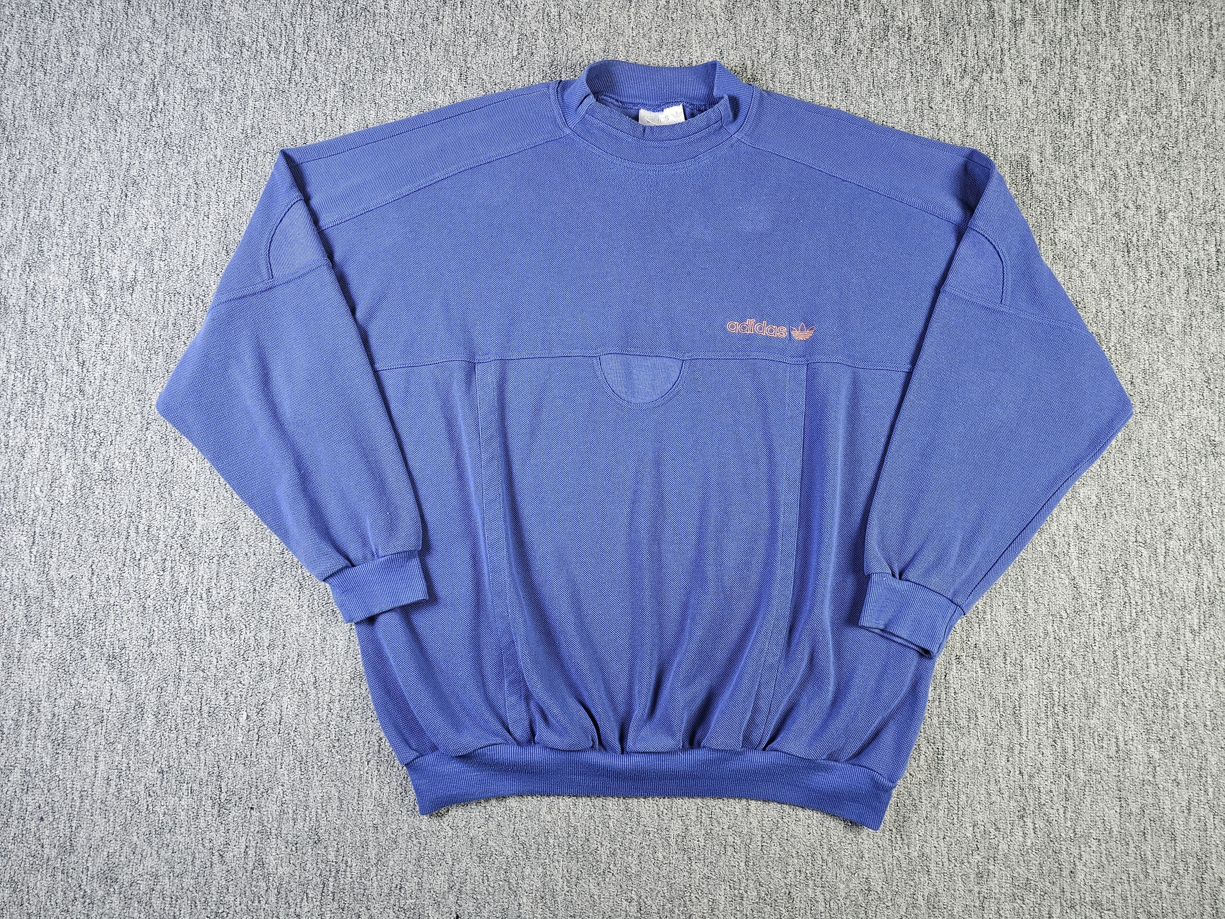 Adidas Vintage 80s Adidas Mock Neck Trefoil Sweatshirt Size US XL / EU 56 / 4 - 1 Thumbnail
