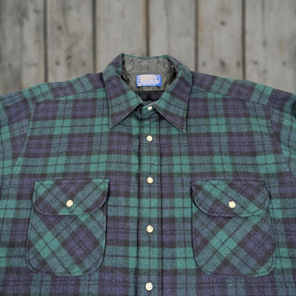 Pendleton VINTAGE Pendleton Shirt Mens XL Green Black Watch Tartan Plaid Wool Flannel USA Size US XL / EU 56 / 4 - 1 Thumbnail