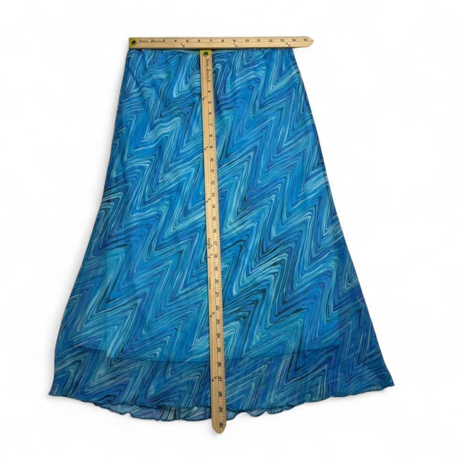 Other Wrapper 2000s Y2K Maxi Fairy core skirt blue pattern size L Size 34" / US 12 / IT 48 - 5 Thumbnail