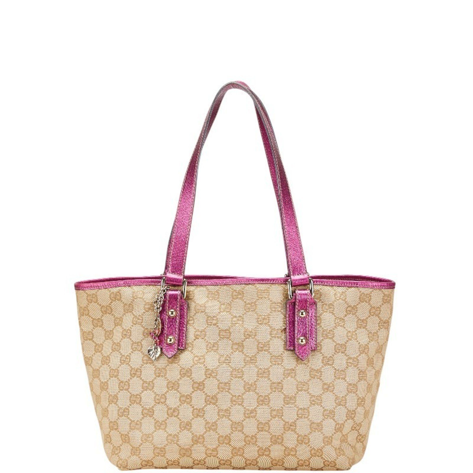 Gucci GG Canvas Tote Bag Shoulder 137396 Beige Pink Women's Gucci
